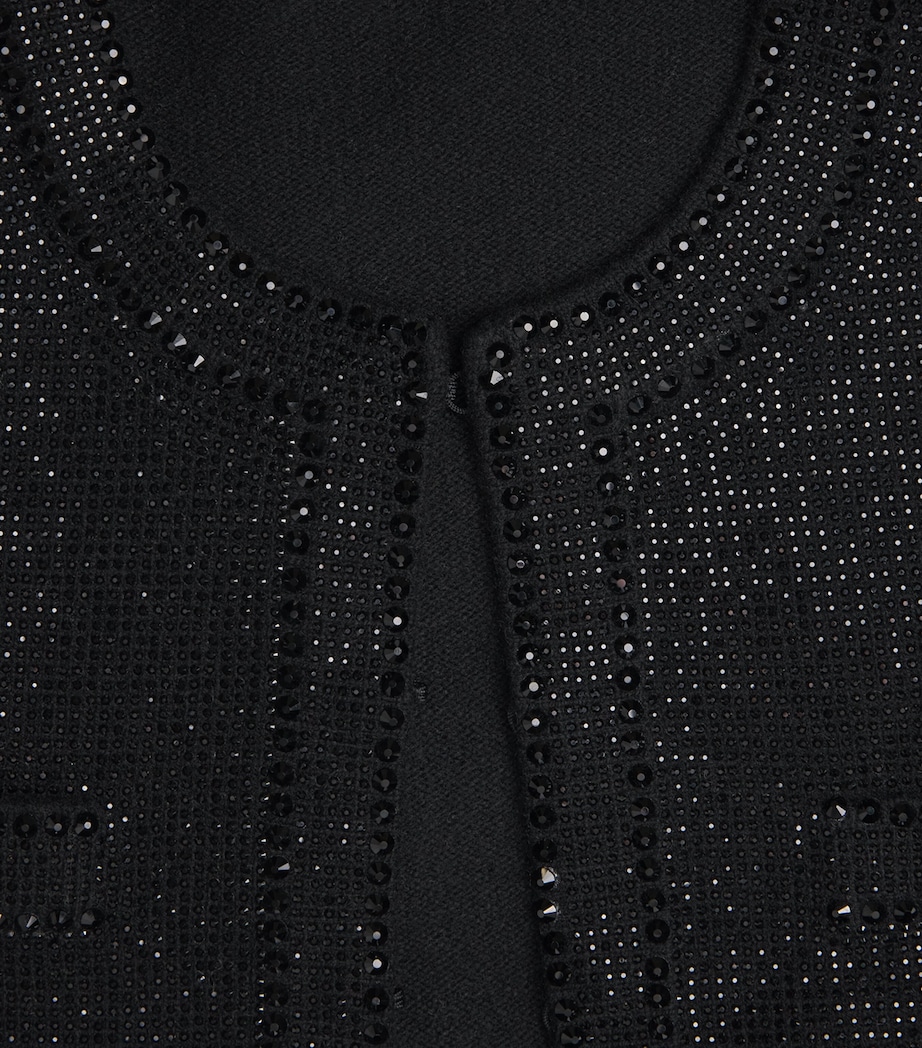 Wool-Blend Embellished Kendra Cardigan 001 BLACK Image 5