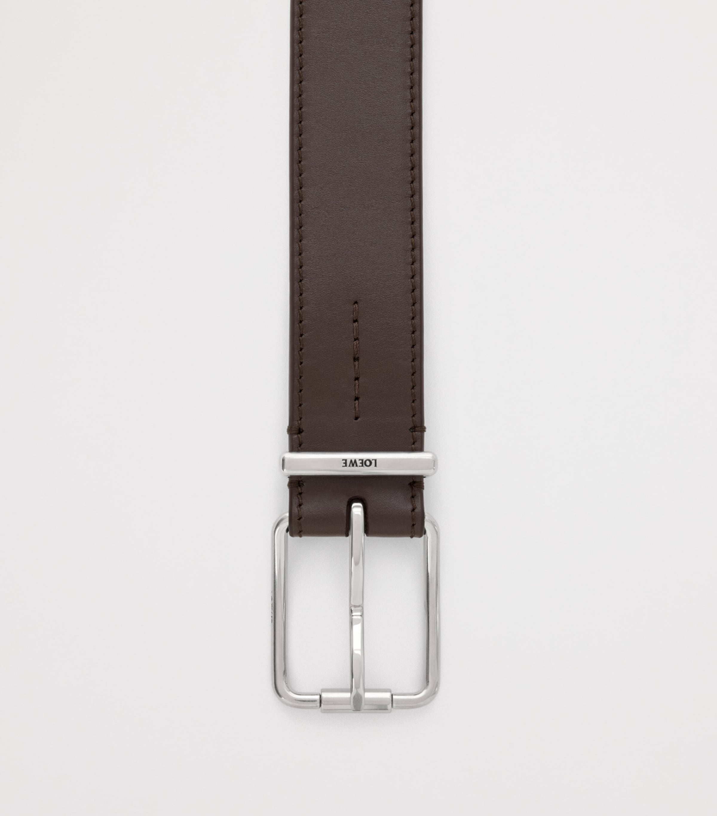 Leather Logo Buckle Belt DARK CIGAR Image 2