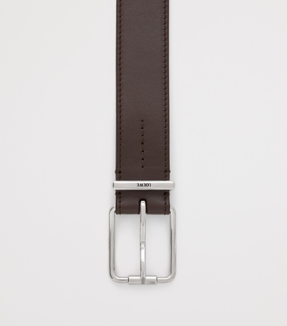 Leather Logo Buckle Belt DARK CIGAR Image 2