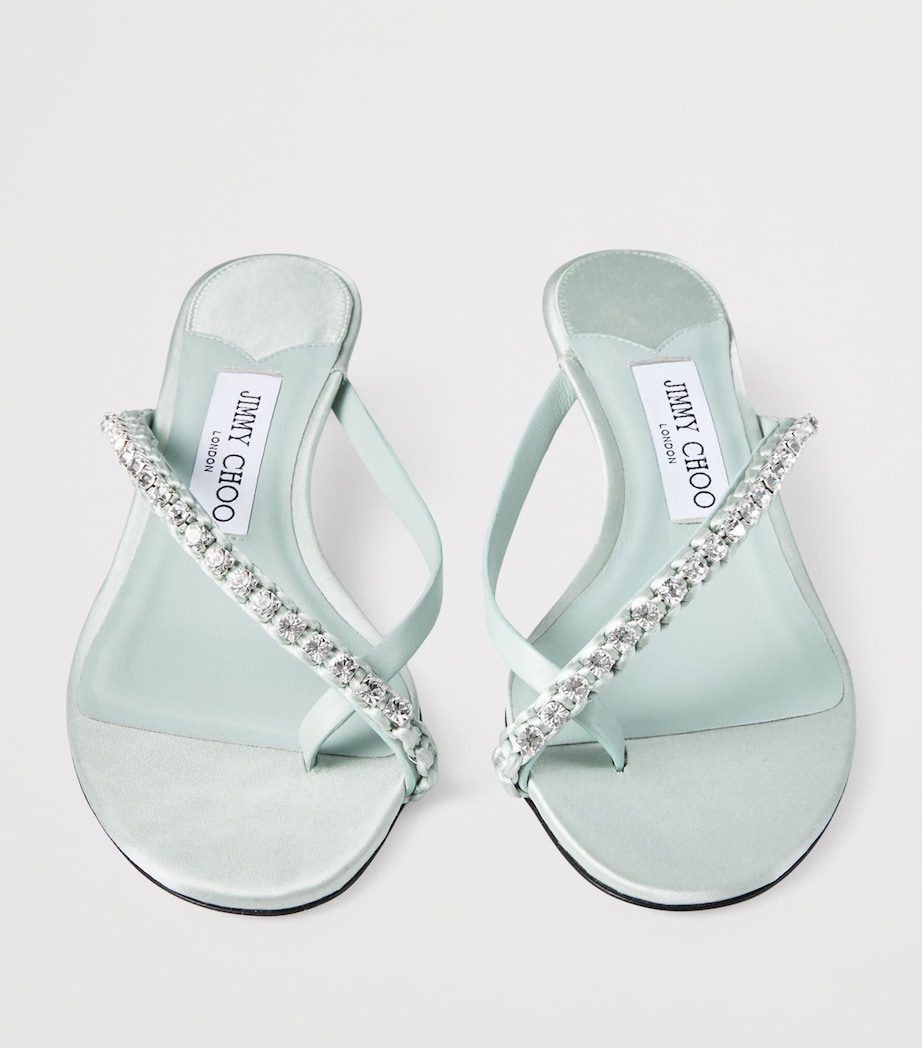 Dila 35 Leather Heeled Sandals LIGHT VERDE/CRYSTAL Image 2