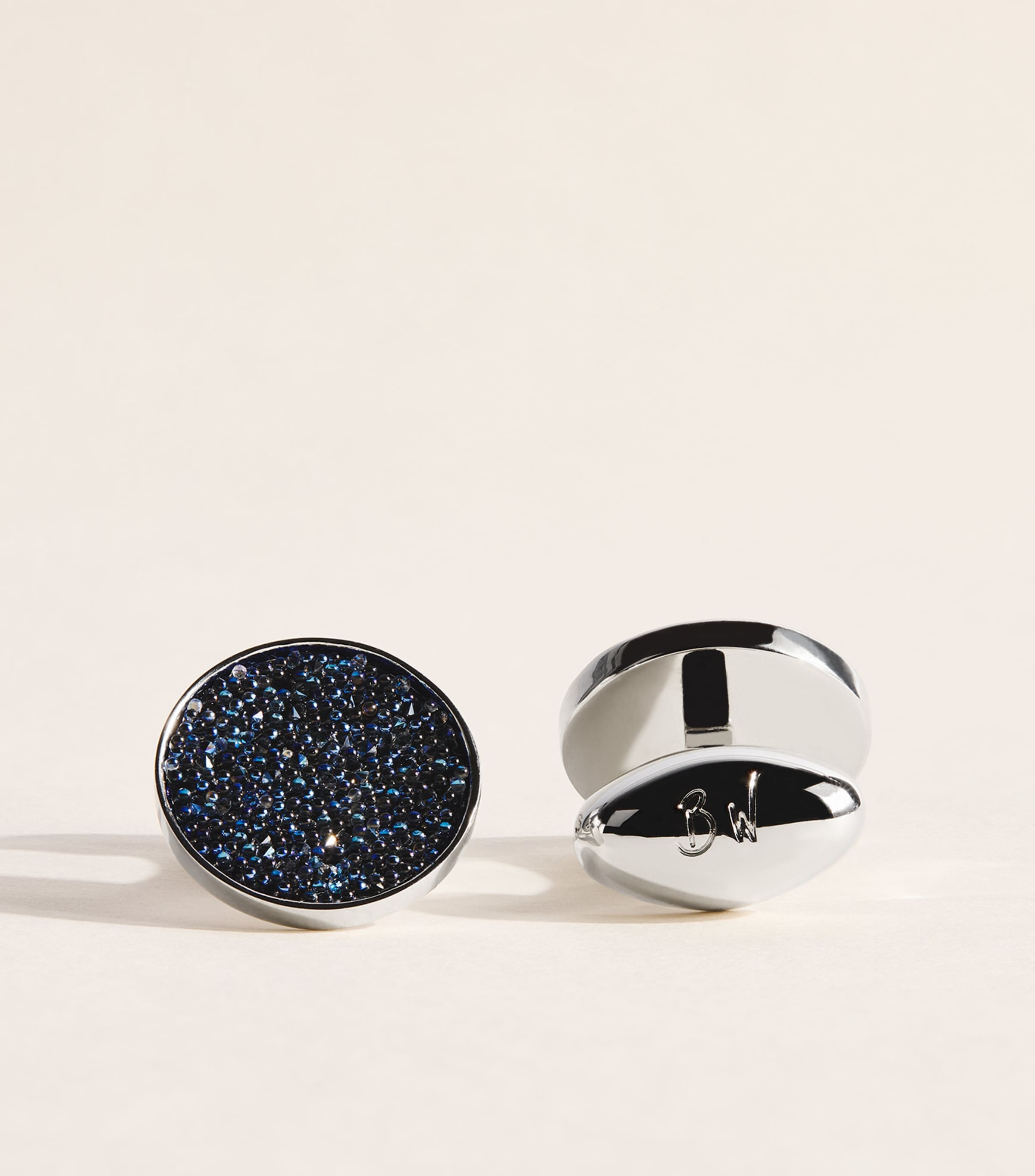 Babette Wasserman Crystal-Embellished Moondust Cufflinks Blue Image 1