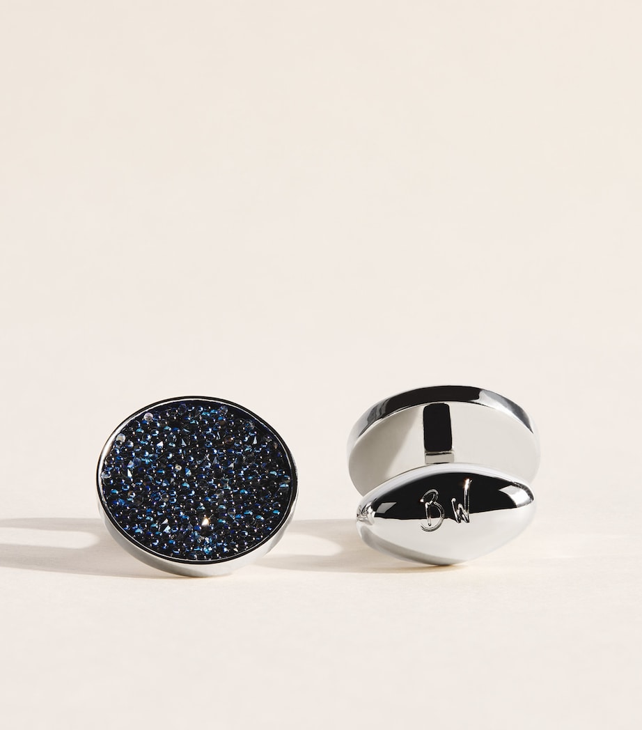 Babette Wasserman Crystal-Embellished Moondust Cufflinks Blue Image 1