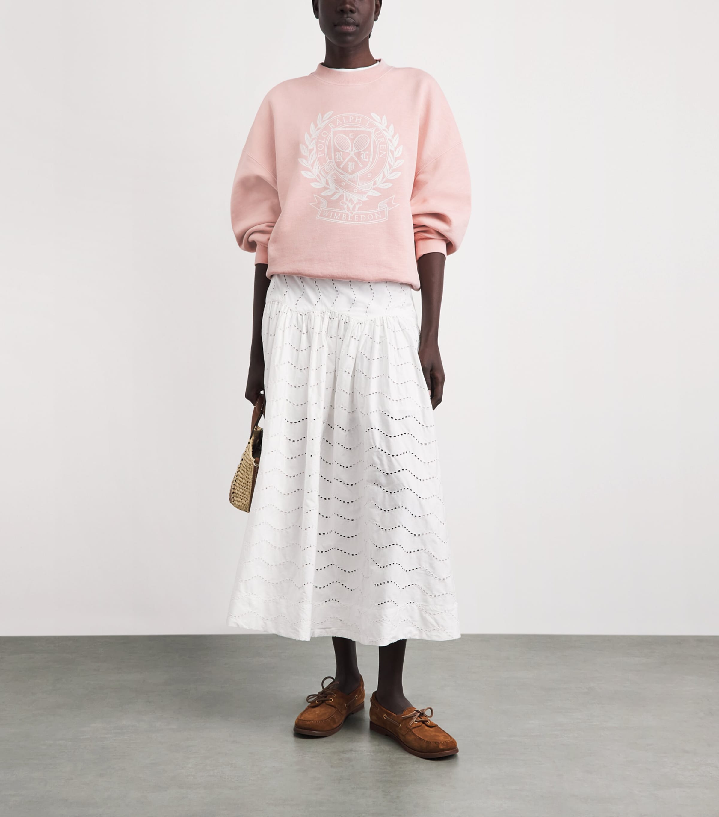 Polo Ralph Lauren Womens x Wimbledon Cotton-Blend Sweatshirt Carmel Pink Image 2