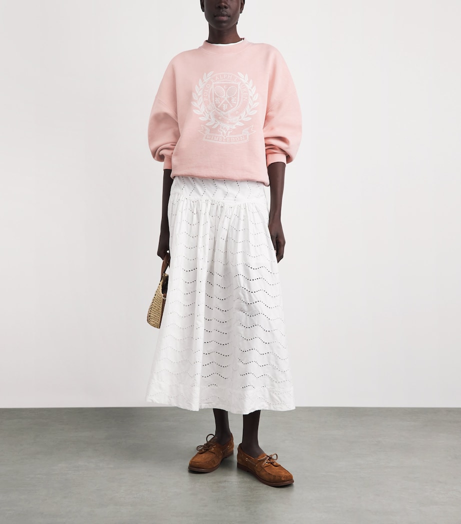 Polo Ralph Lauren Womens x Wimbledon Cotton-Blend Sweatshirt Carmel Pink Image 2