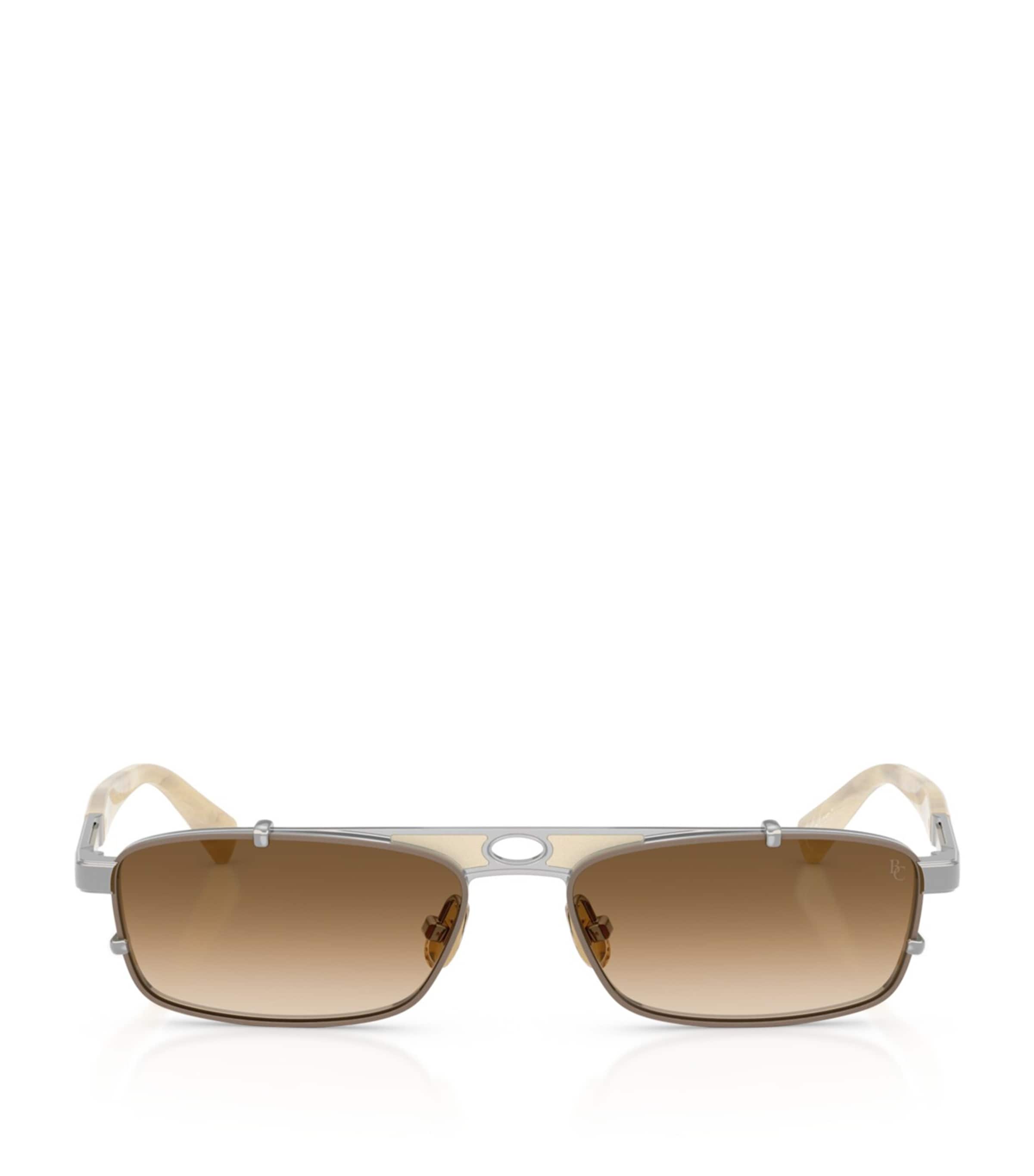 Brunello Cucinelli Womens Brown Bc2010st Paloma Rectangle-frame Metal Sunglasses In Brown
