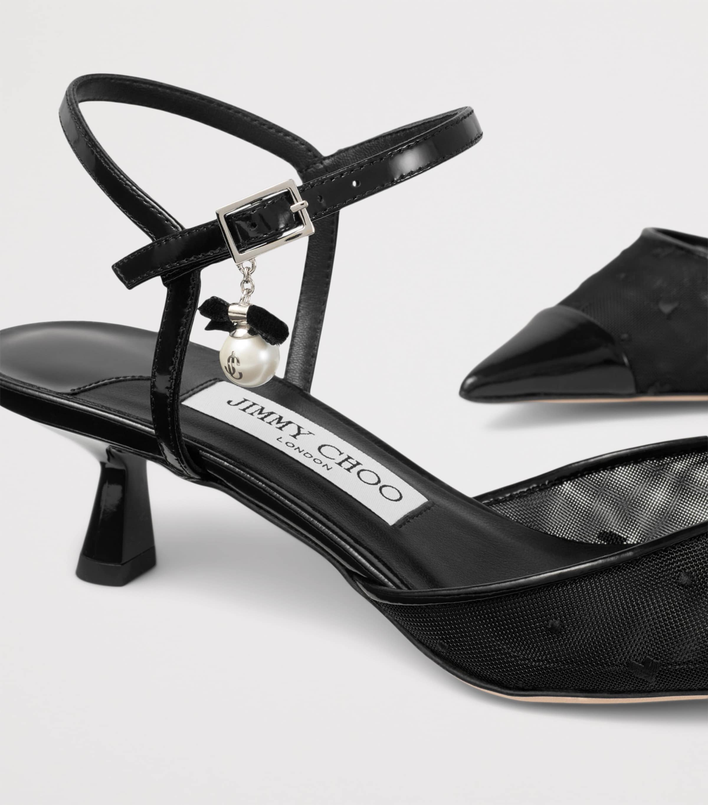 Jimmy Choo Aren 45 Mesh-Leather Pumps Black/black Image 2