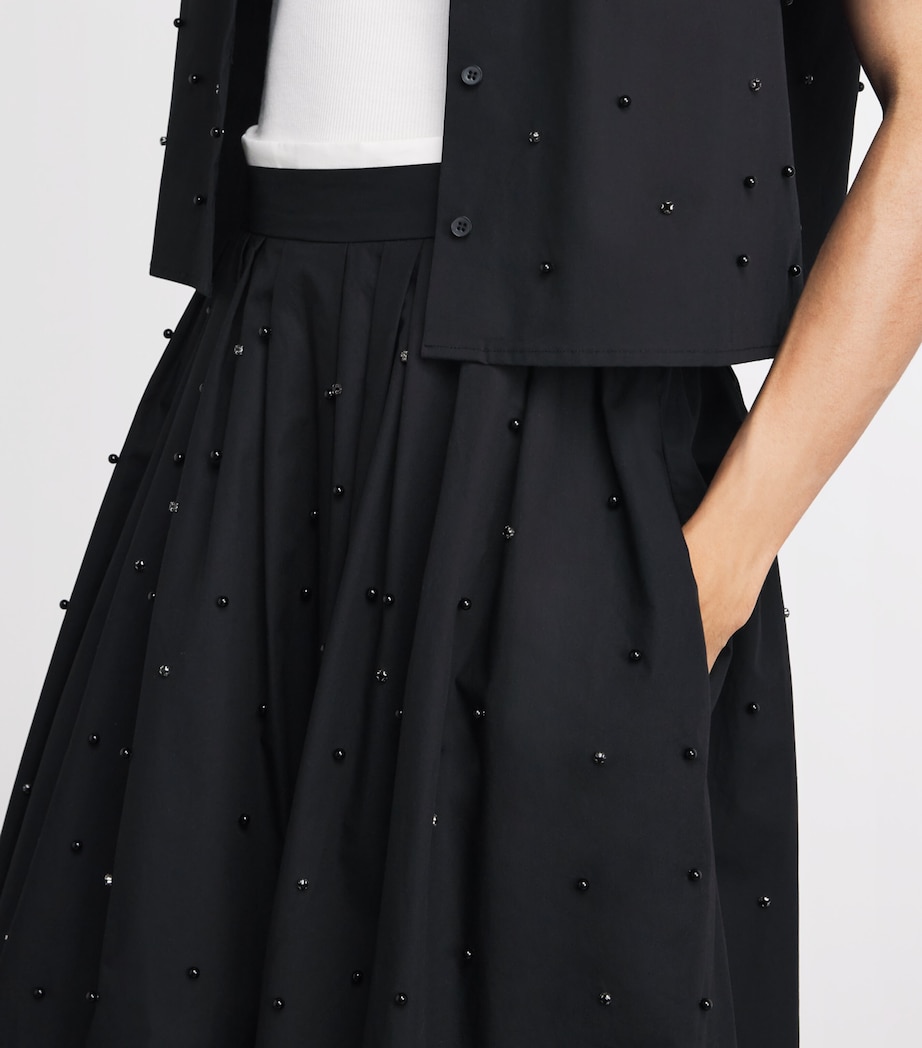 Maje Womens Cotton Embellished Midi Skirt Black Image 3