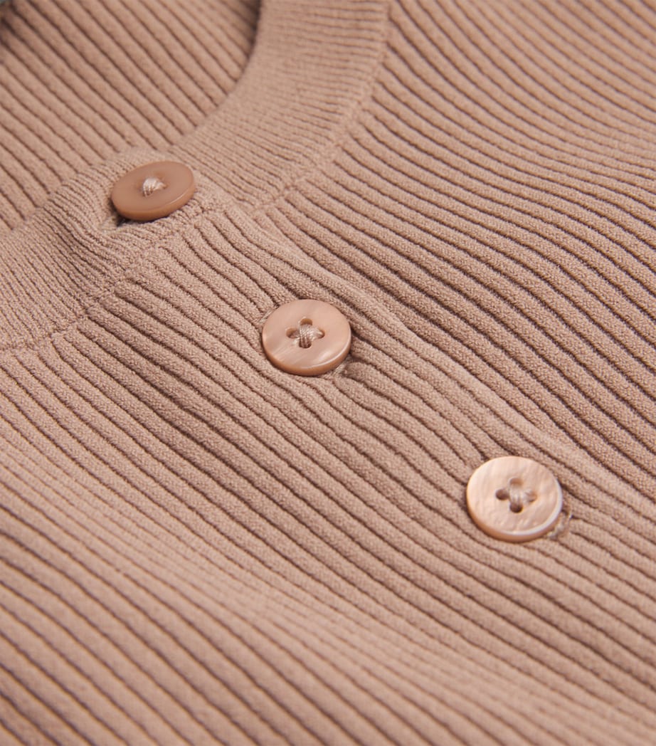 Rib-Knit Cropped Cardigan MARRON GLACE' Image 5