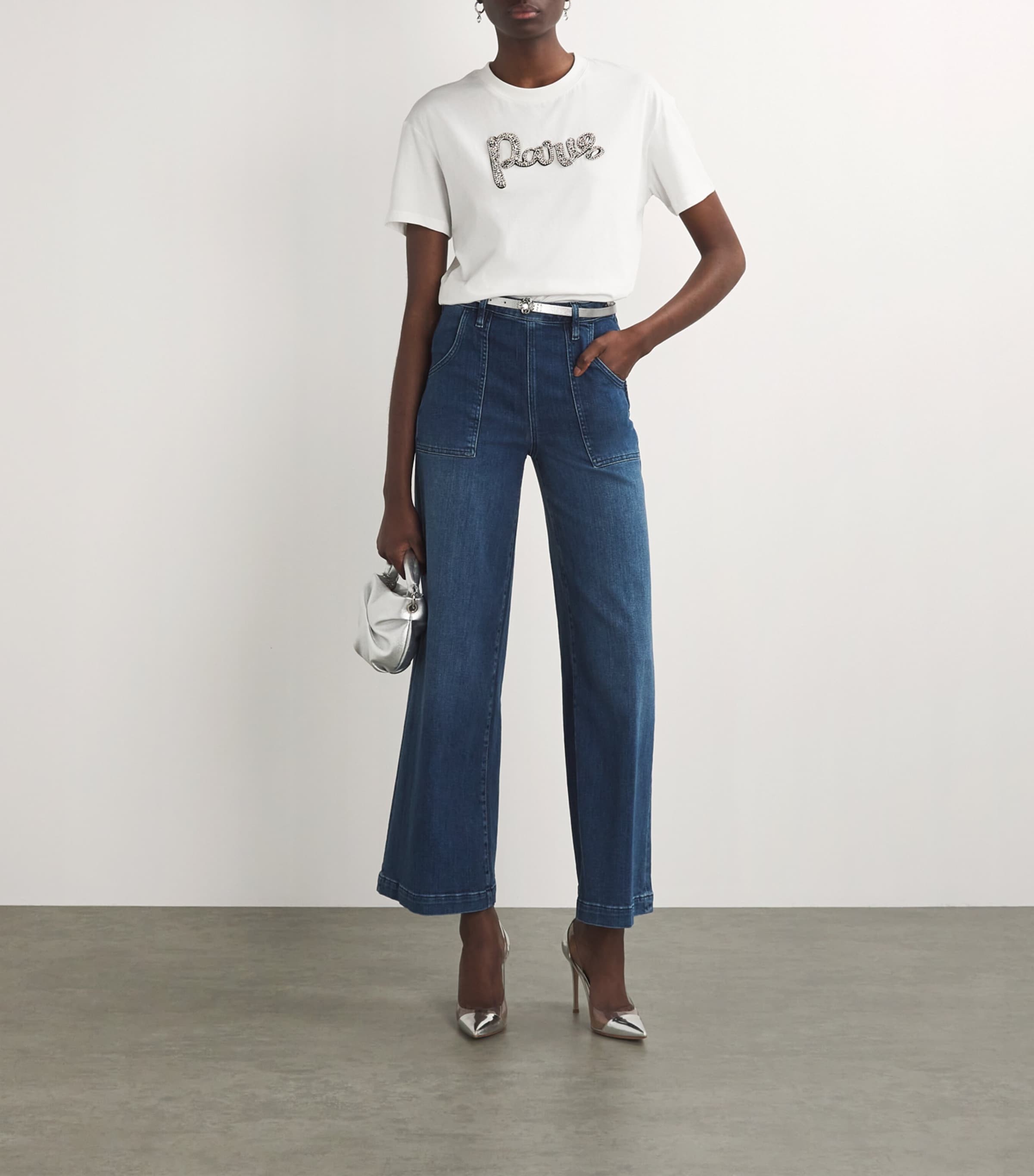 Metallic Leather Belt SILVER Image 5