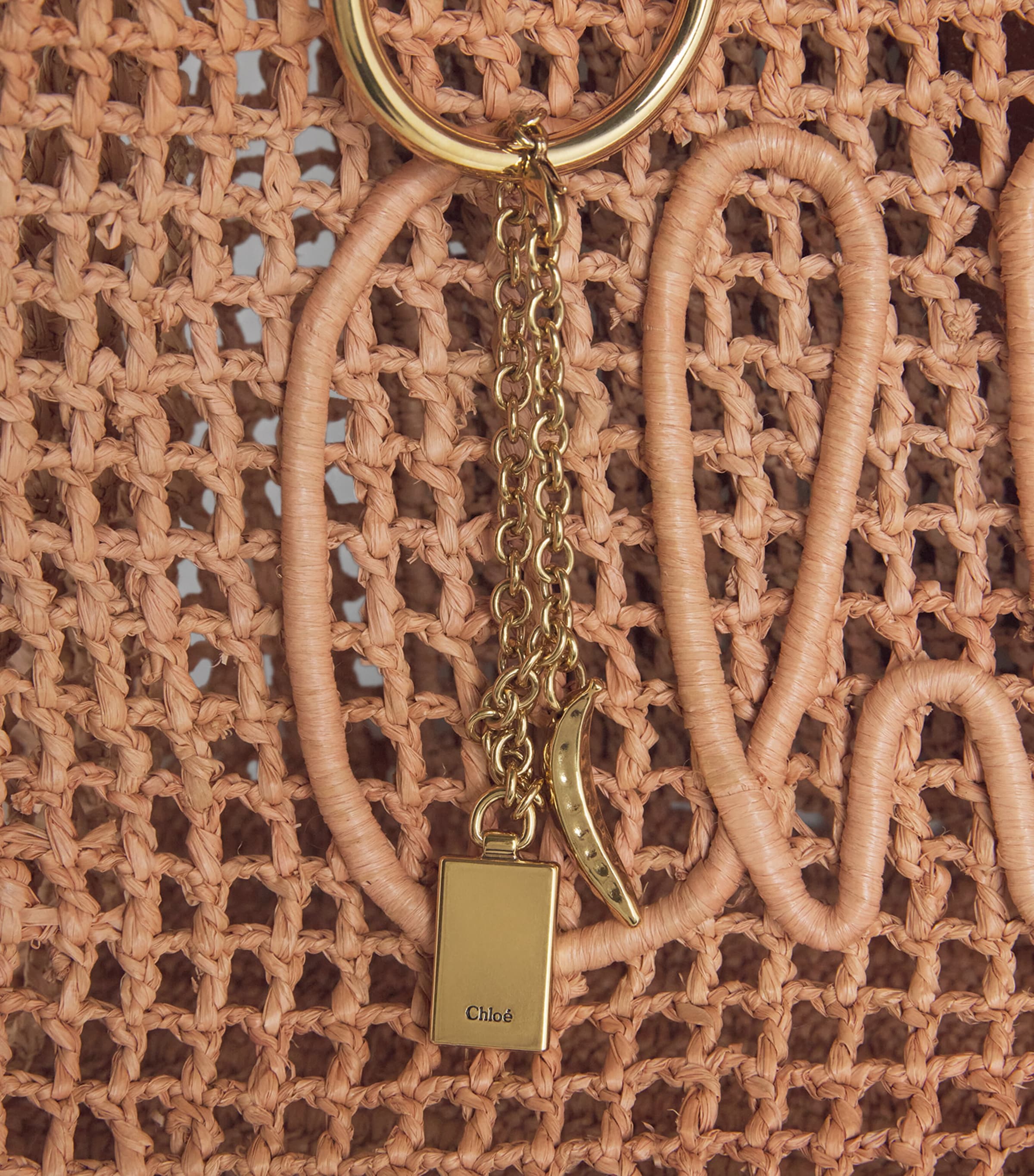 Chloé Raffia Summer Banana East-West Tote Bag Summery Beige Image 4