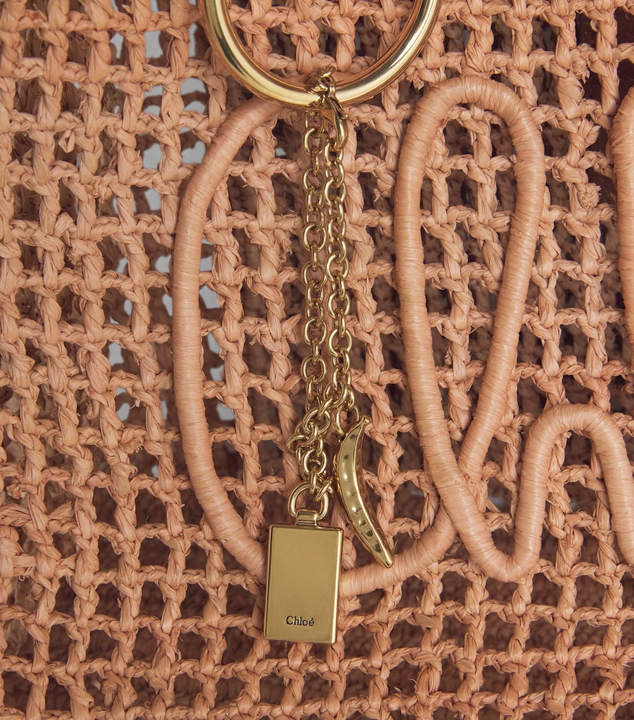 Chloé Raffia Summer Banana East-West Tote Bag Summery Beige Image 4