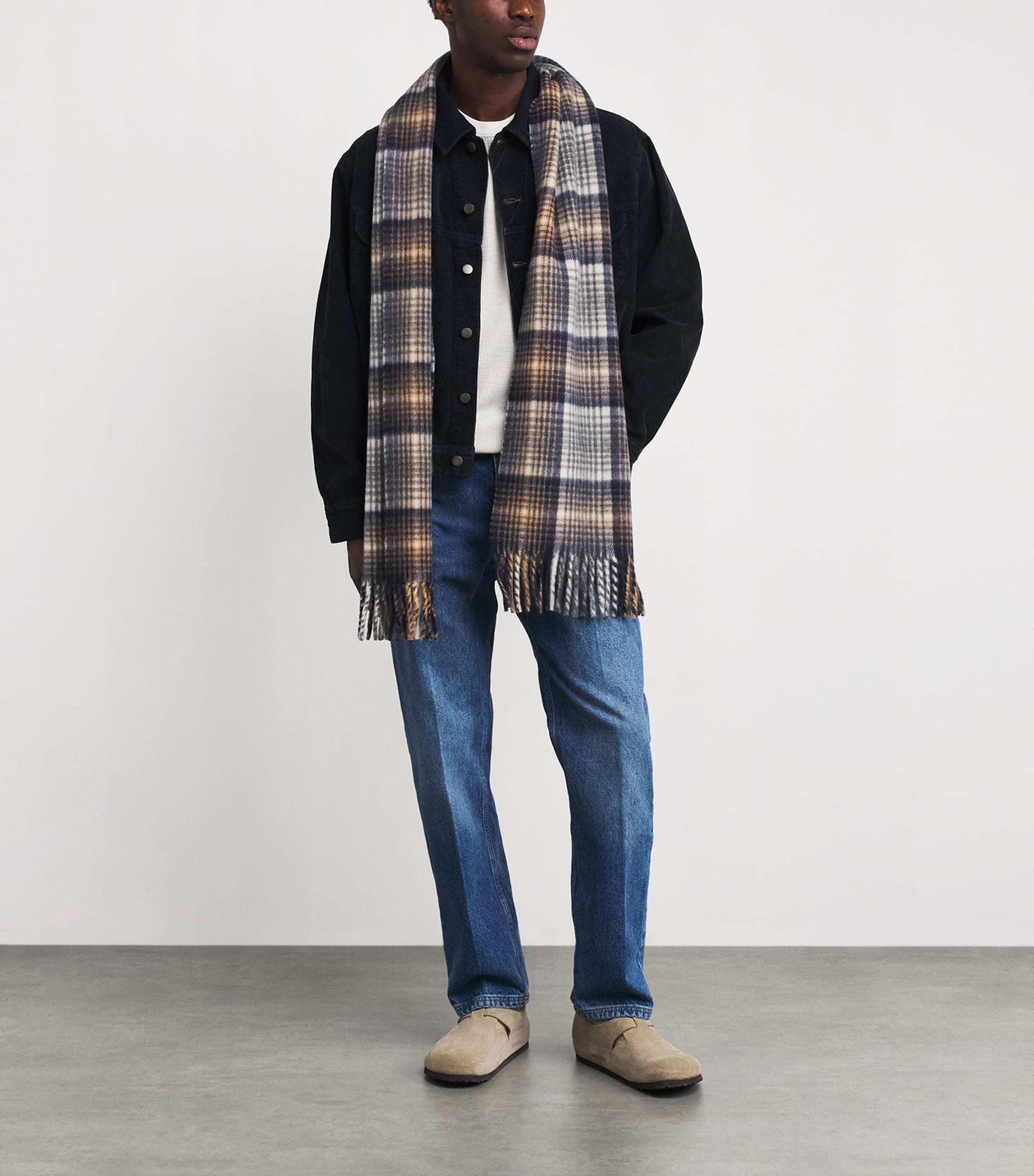 Check Hampton Scarf NAVY / OATMEAL Image 2