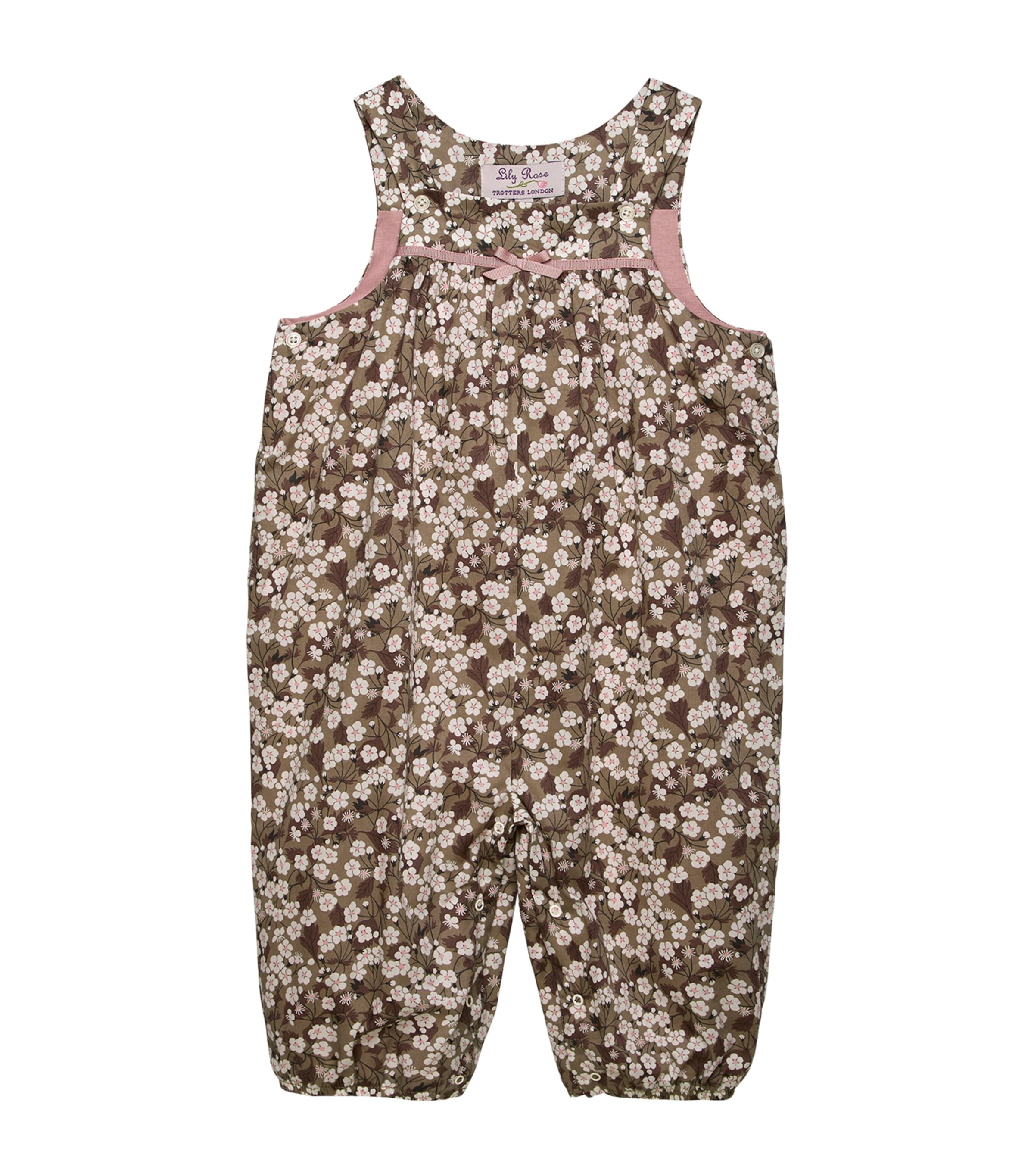Cotton Blossom Print Dungarees (3-24 Months) MOCHA MITSI Image 1