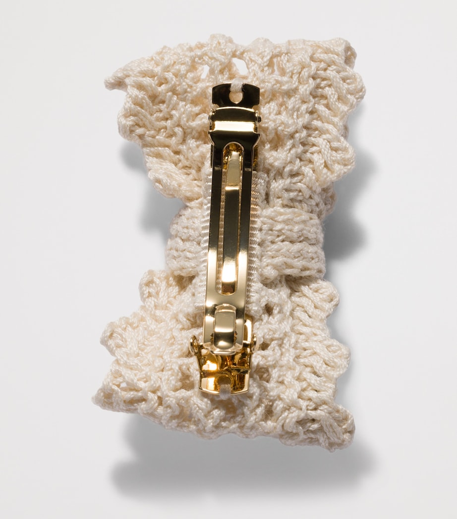 Miu Miu Crochet Bow Hair Clip Neutral Image 2