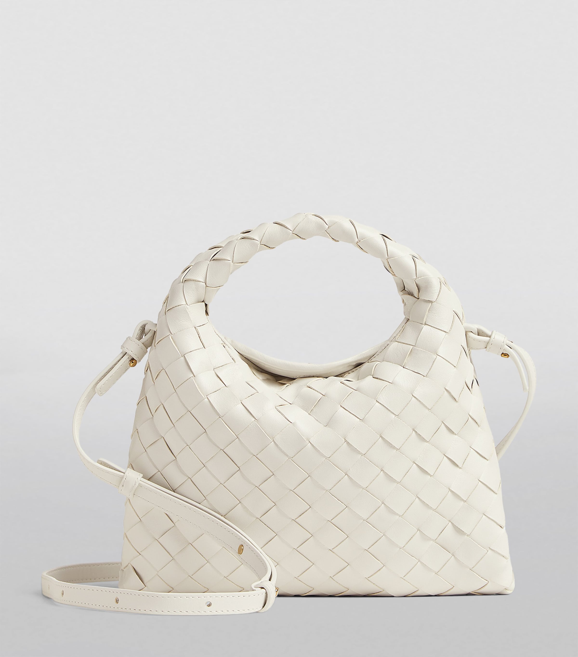 BOTTEGA VENETA ホワイトレザーバッグ Bottega Veneta - White Woven Leather Double Flap Crossbody Bag