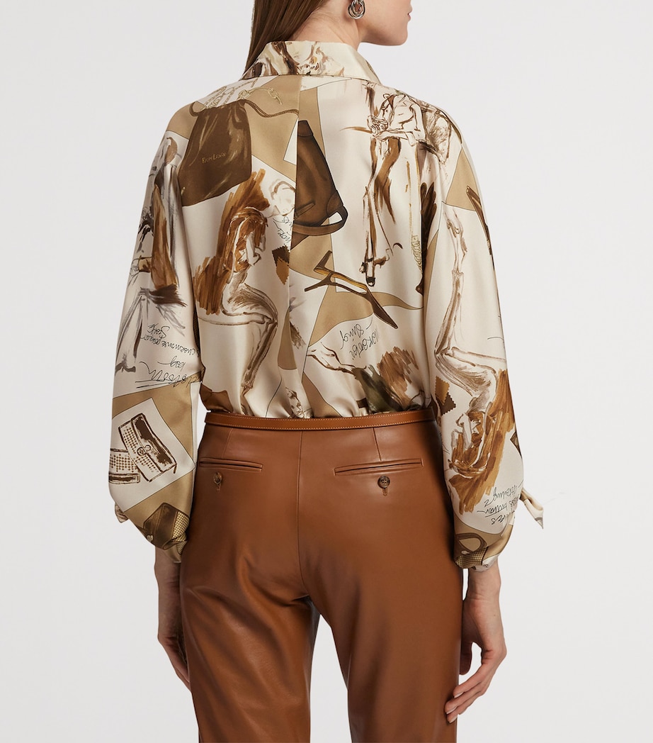 Silk Printed Blouse TAN MULTI Image 7