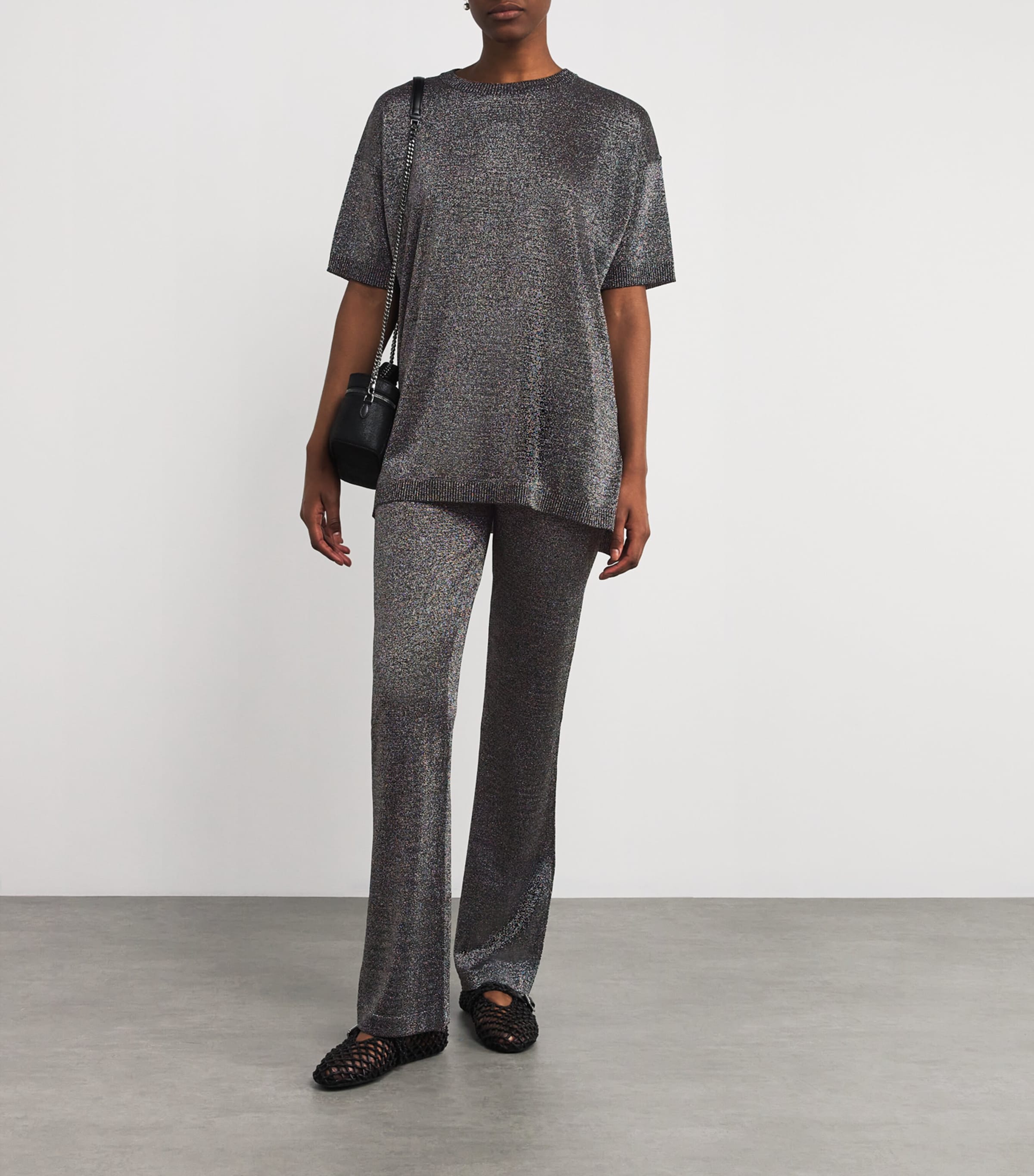 Knitted Metallic T-Shirt L905D SILVER TONES Image 2