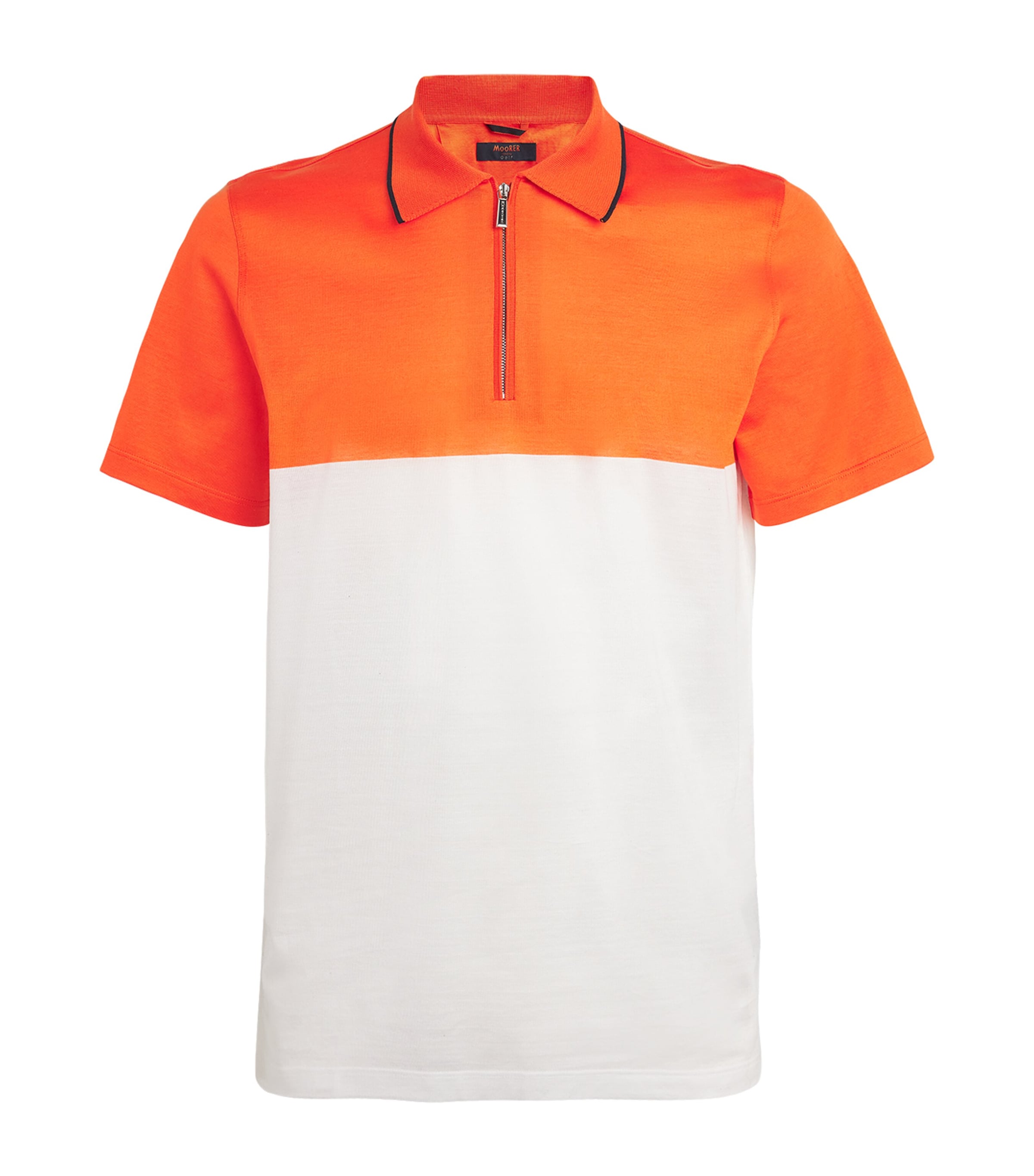 Moorer Cotton Zip-up Polo Shirt In White