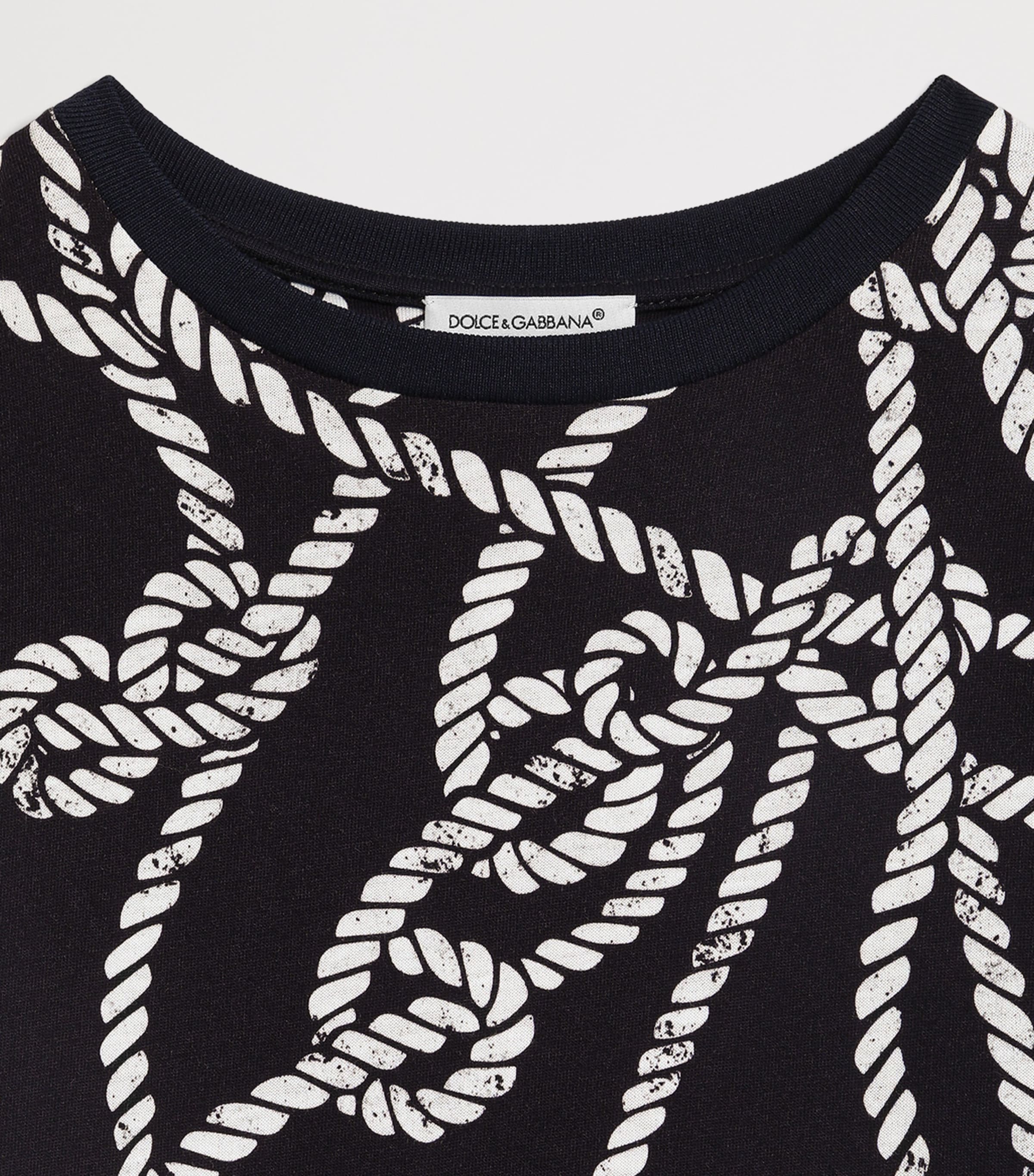 Dolce&Gabbana Kids Cotton Rope Print T-Shirt (8-14 Years) Corde F.blu Image 3