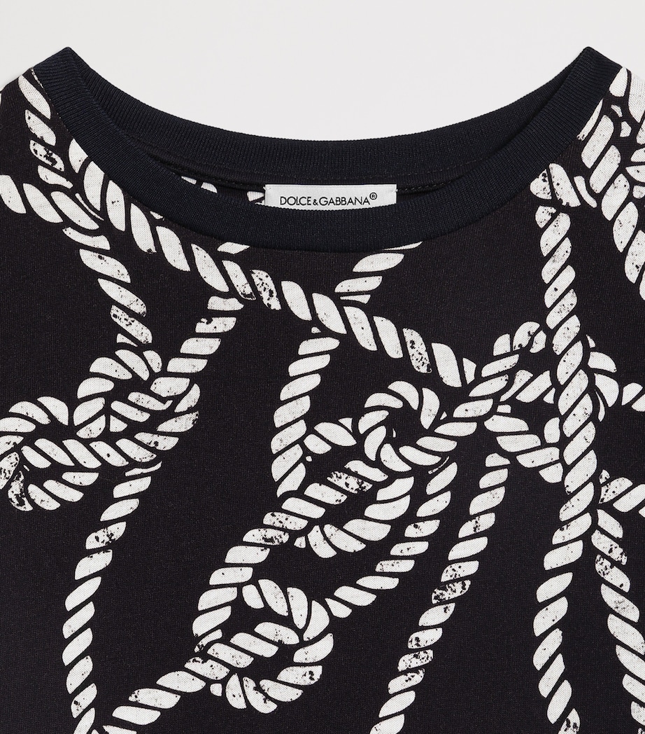 Dolce&Gabbana Kids Cotton Rope Print T-Shirt (8-14 Years) Corde F.blu Image 3