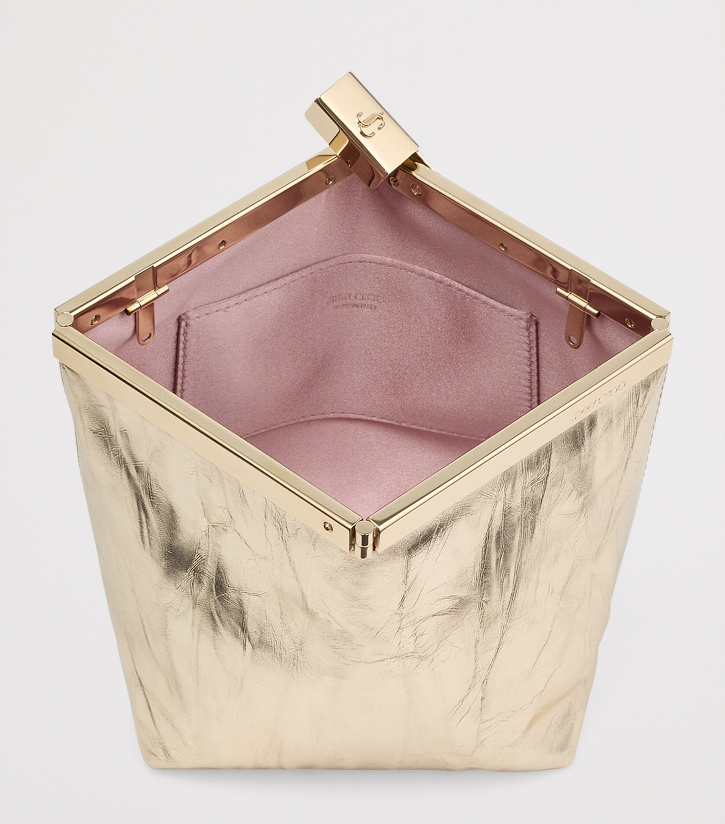 Metallic Leather Ganache Clutch Bag LIGHT PLATINUM/LIGHT Image 6