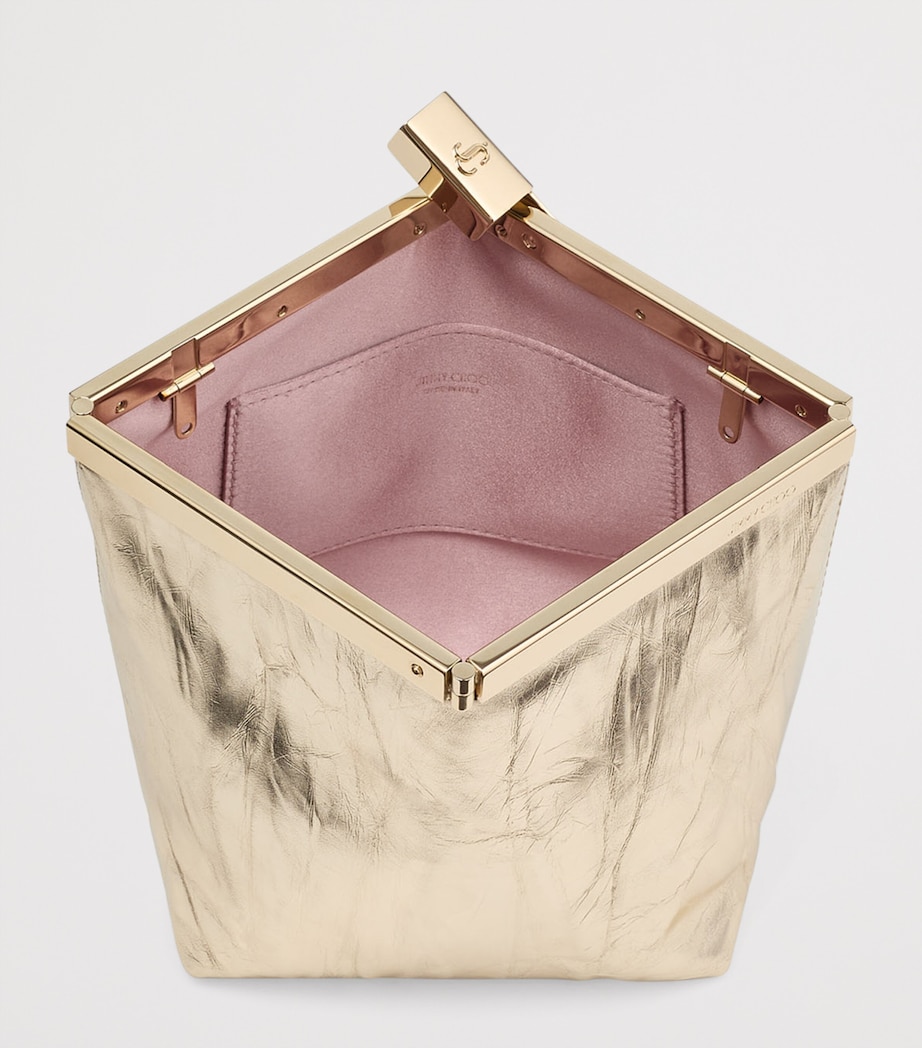 Metallic Leather Ganache Clutch Bag LIGHT PLATINUM/LIGHT Image 5