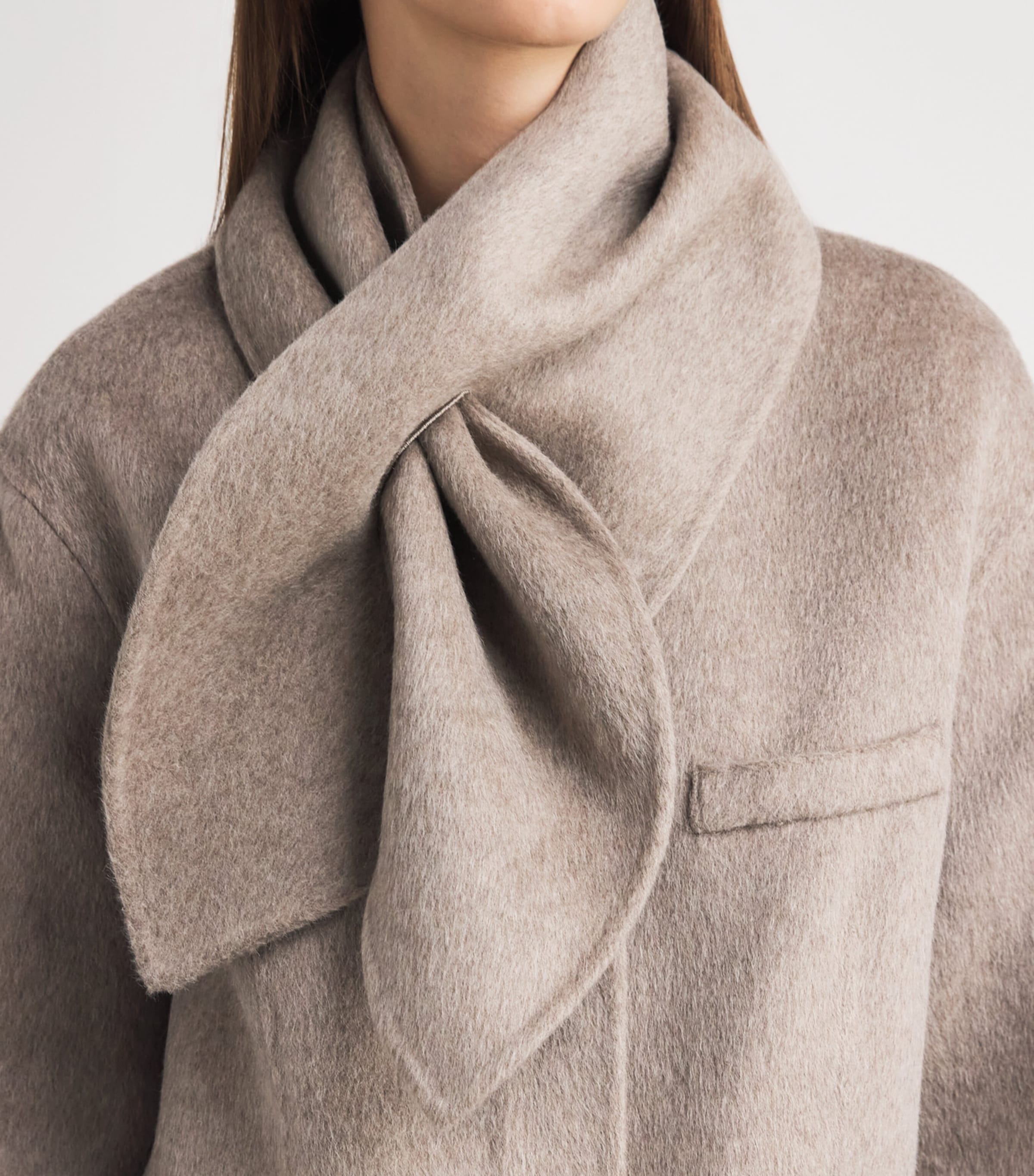 Claudie Pierlot Womens Wool-Blend Longline Coat Beige Image 3