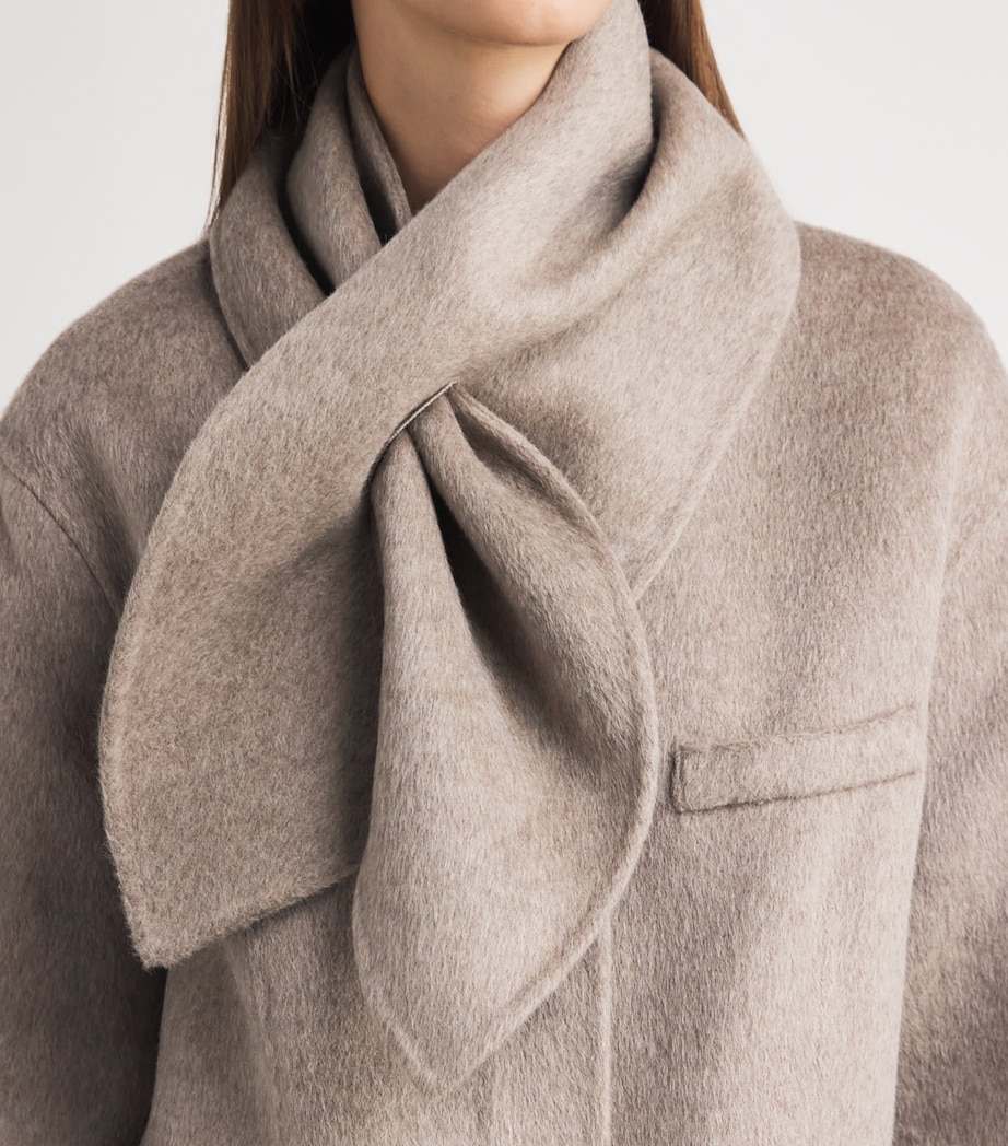 Claudie Pierlot Womens Wool-Blend Longline Coat Beige Image 3