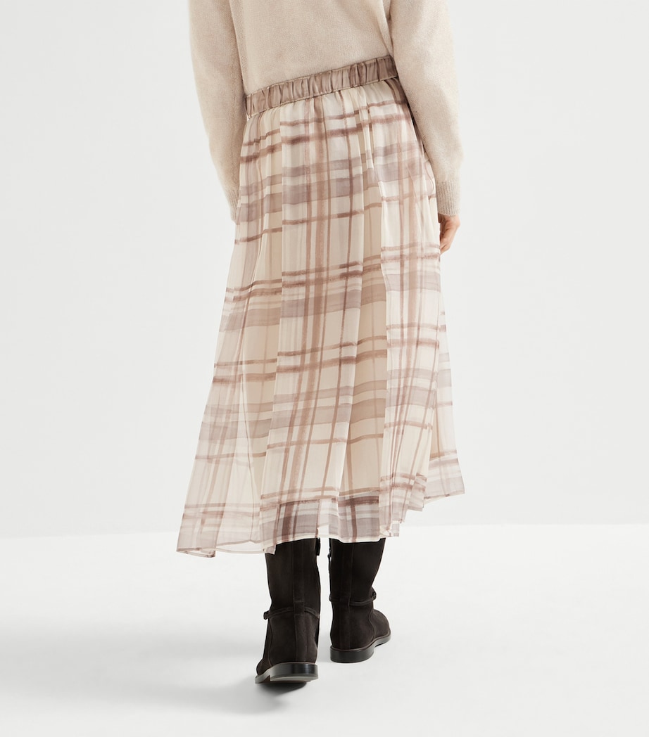 Brunello Cucinelli Womens Silk Check Midi Skirt Image 5