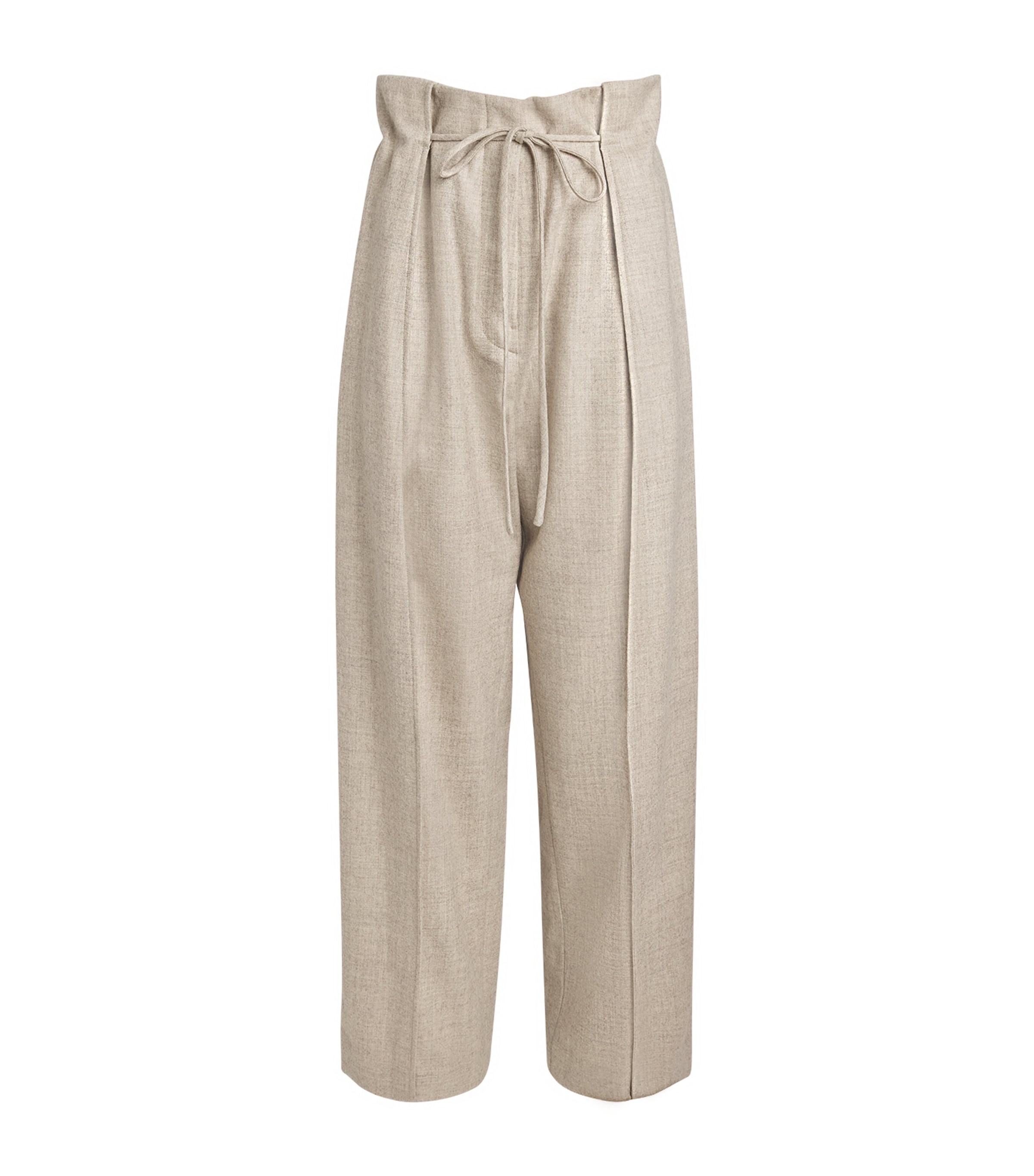 Shop Le 17 Septembre Wool Pleated Wide-leg Trousers In Beige