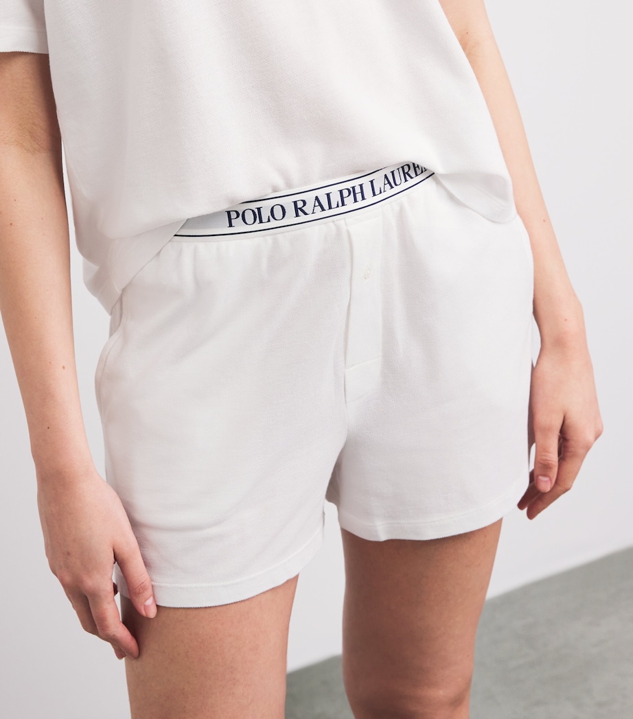 Polo Ralph Lauren Womens Cotton-Modal Short Pyjama Set White Cloud Image 5