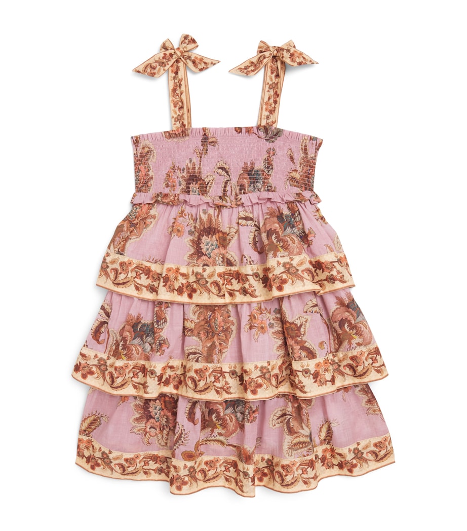 Zimmermann Kids Cotton Tiered Aster Dress (2-12 Years) Muave Jacobean Image 1