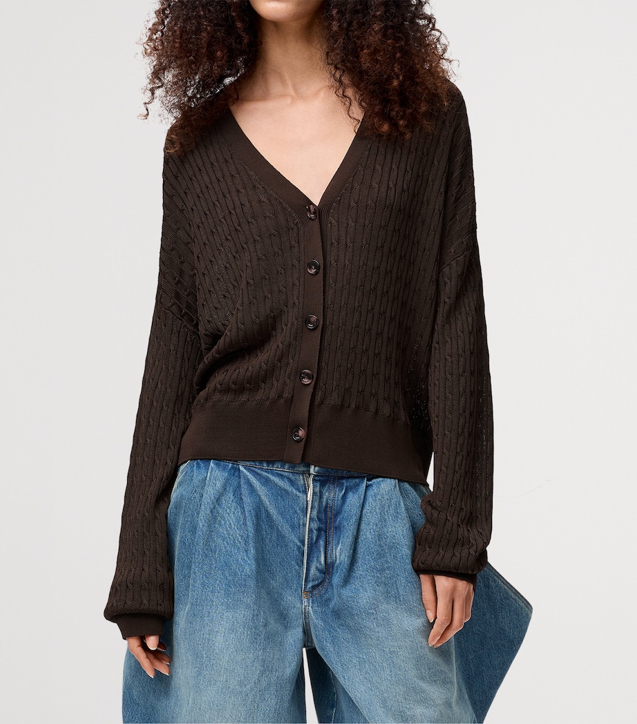 V-Neck Cardigan DARK BROWN Image 2