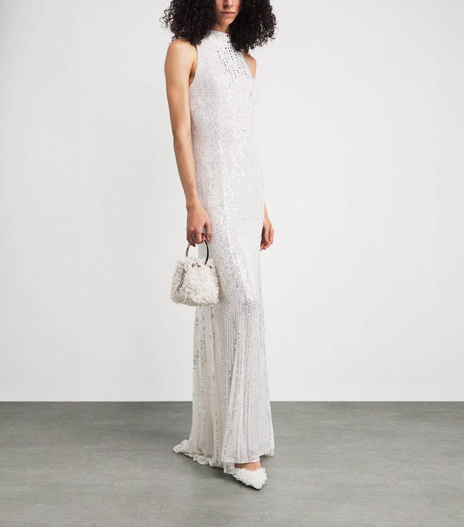 Jimmy Choo Satin Petal Bon Bon Top-Handle Bag Ivory/silver Image 4