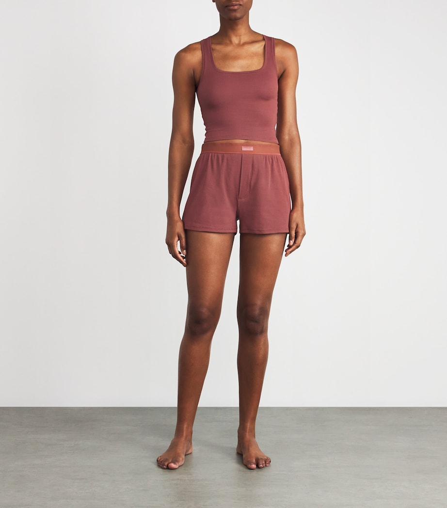 Stretch-Cotton Rib Tank Top REDWOOD Image 2