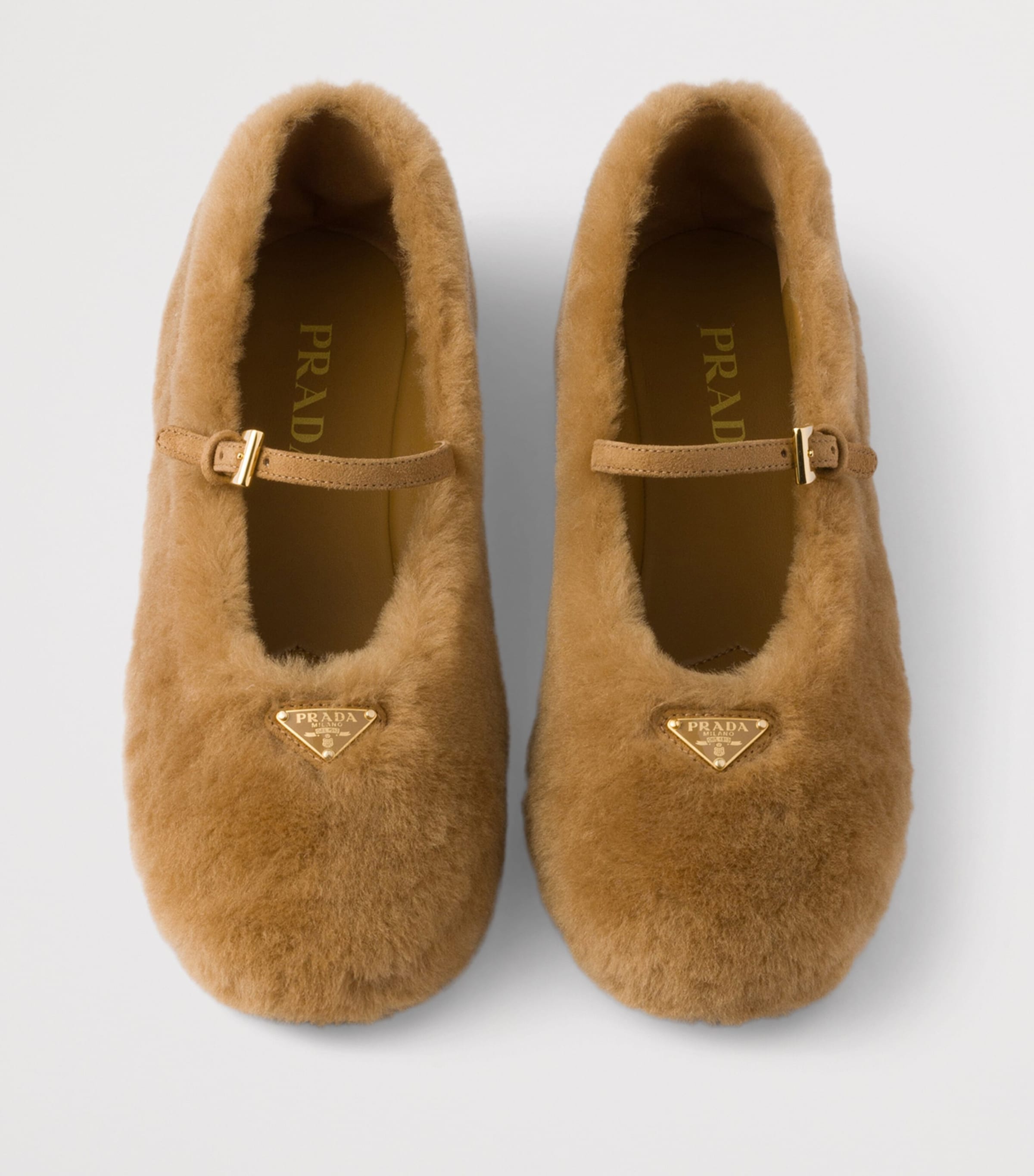 Prada Shearling Ballet Flats Brown Image 3