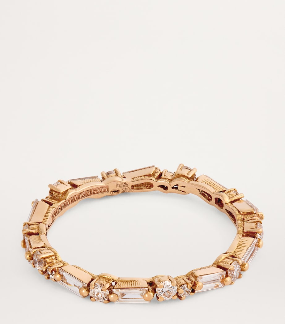 Rose Gold and Diamond Thin Mix Eternity Ring 18K RG/WD Image 4