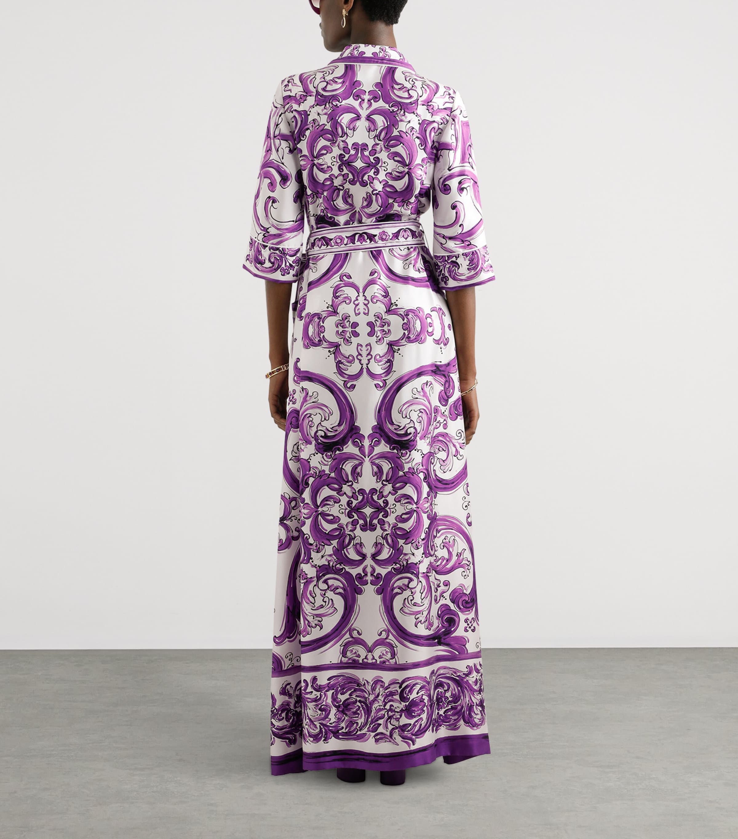 Dolce&Gabbana Womens Silk Majolica Print Maxi Dress Mix Maiolica Image 3