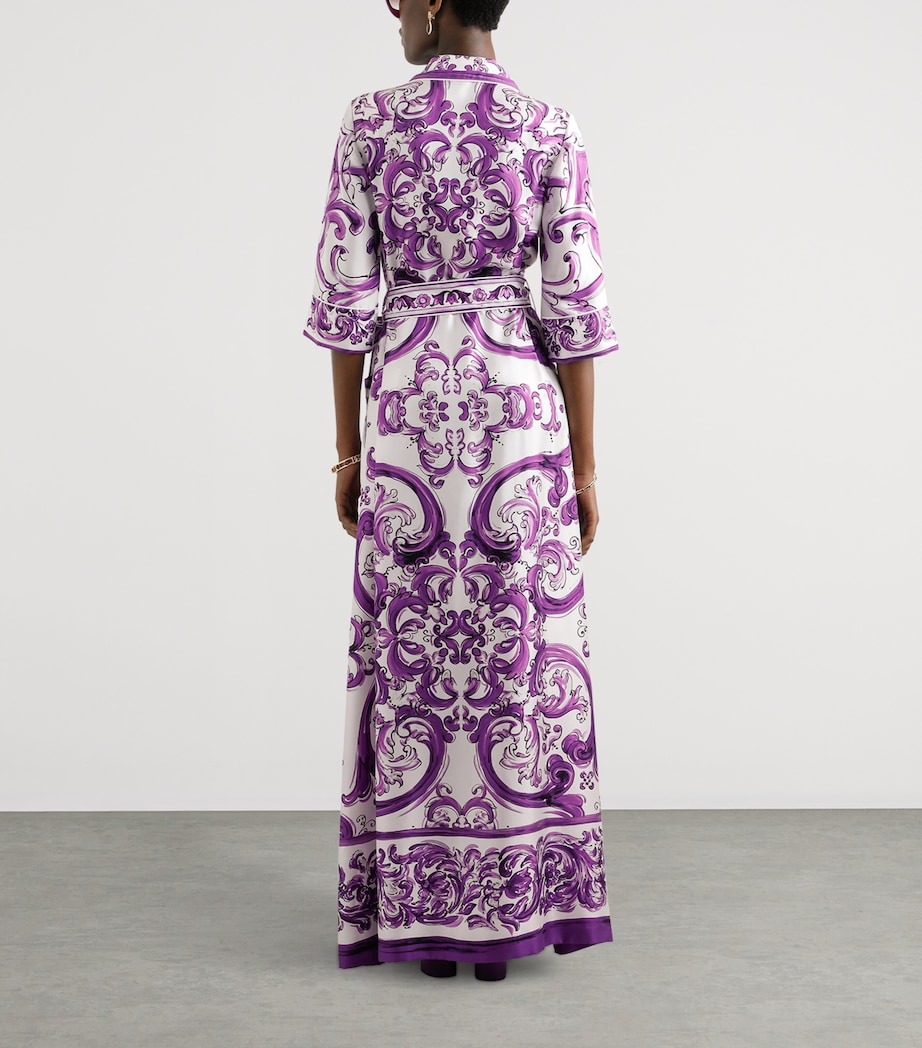 Dolce&Gabbana Womens Silk Majolica Print Maxi Dress Mix Maiolica Image 3