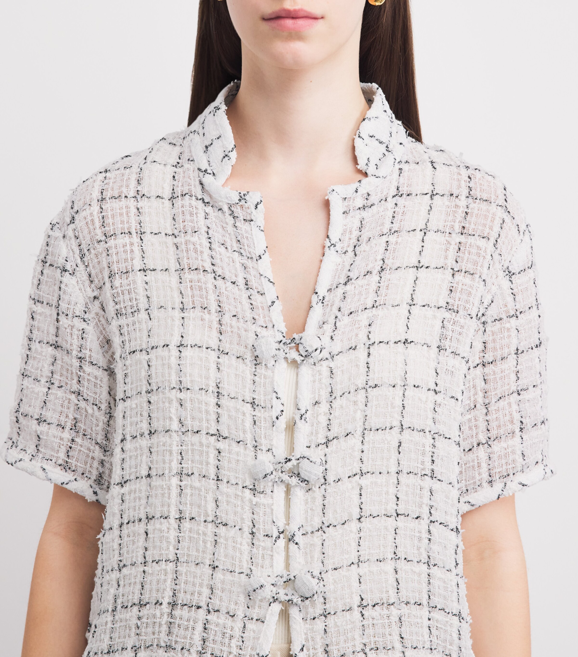 Liberowe Womens Cotton-Blend Tweed Hetty Shirt White Image 3