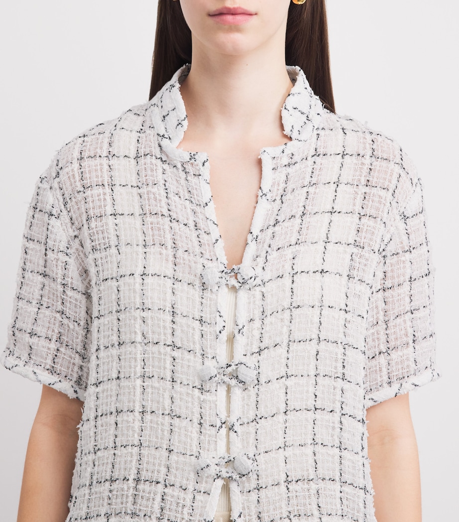 Liberowe Womens Cotton-Blend Tweed Hetty Shirt White Image 3