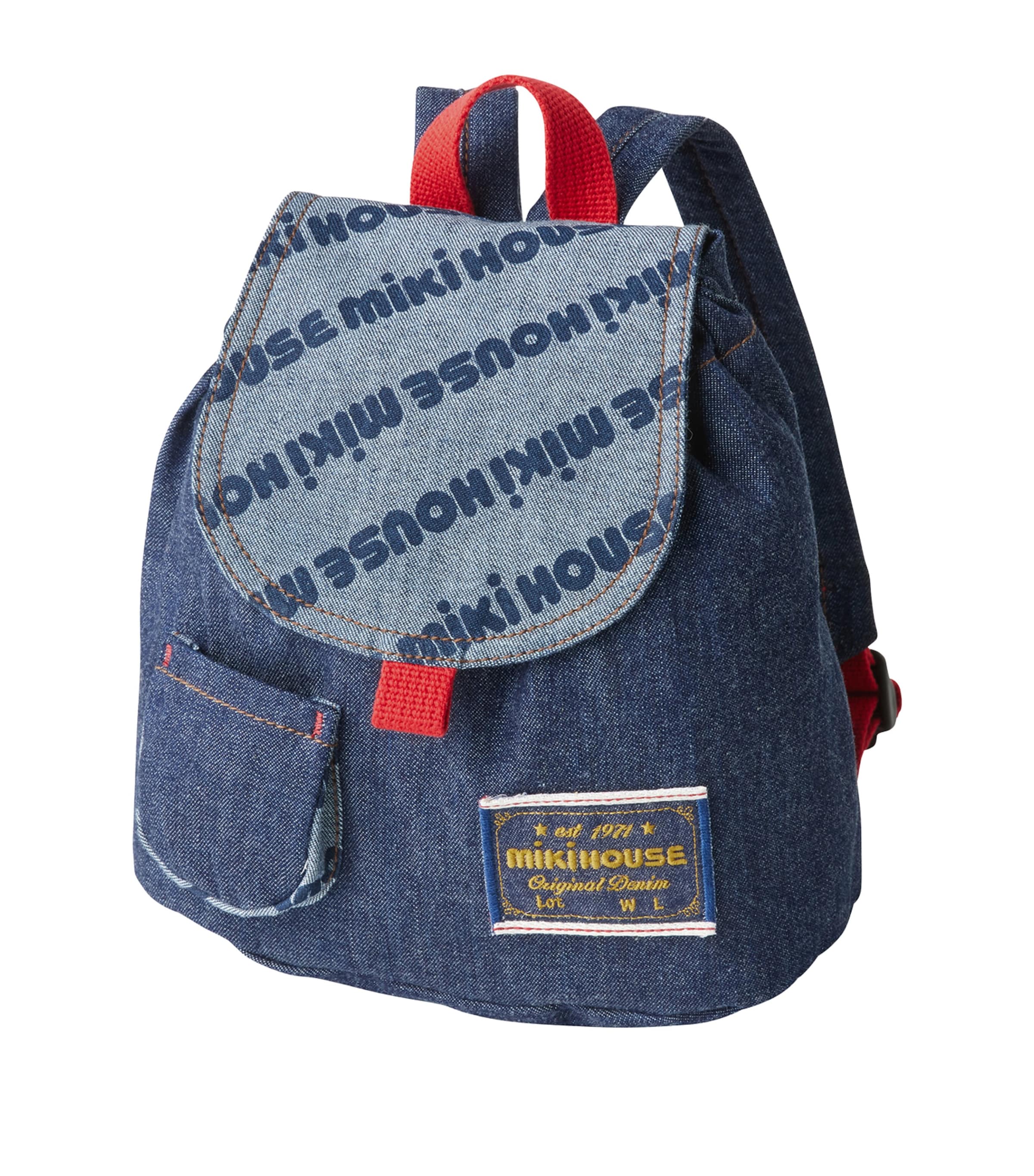 Miki House Kids' Denim Backpack In Gold