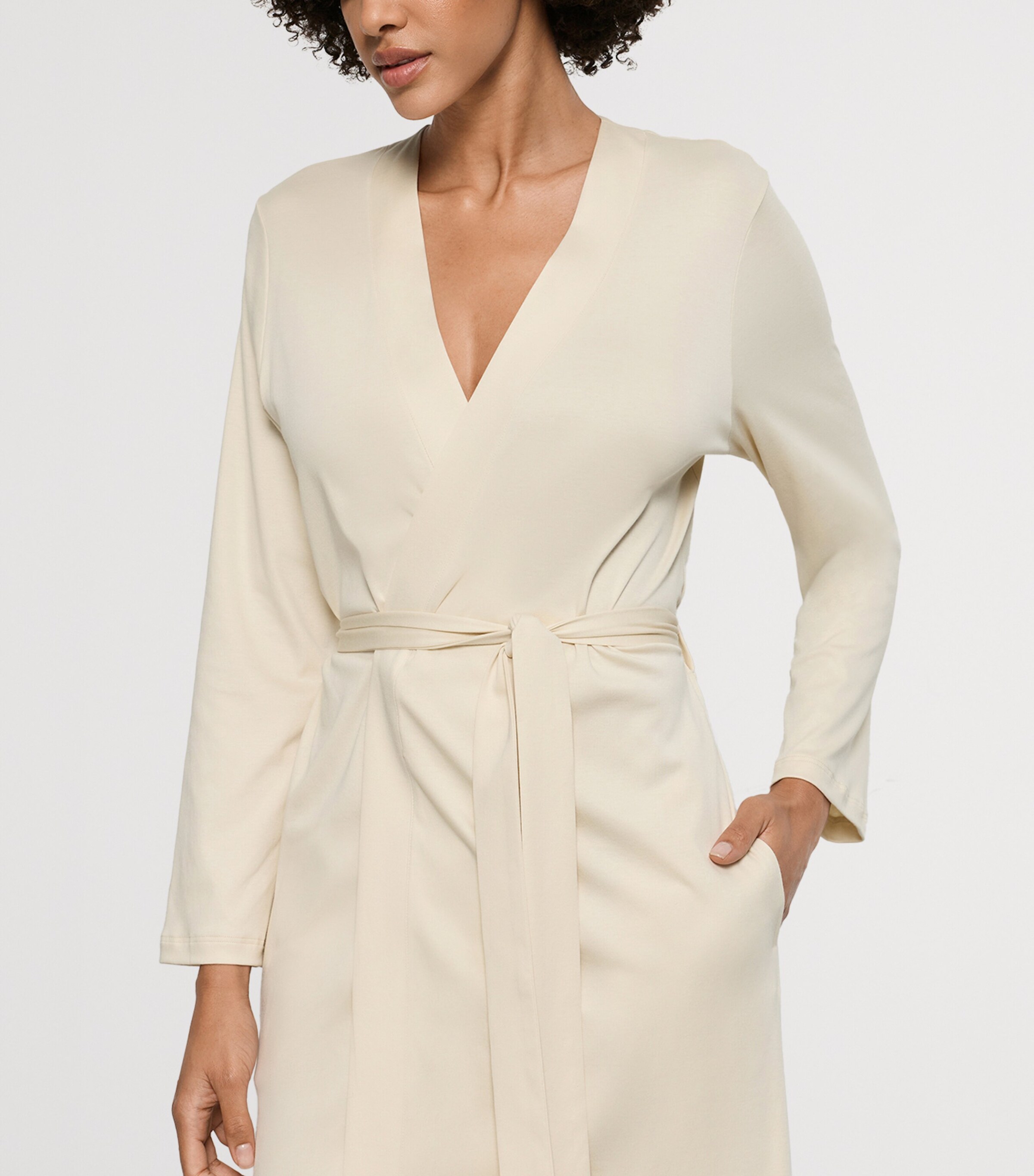 Hanro Womens Cotton Belen Robe Summer Sand Image 7