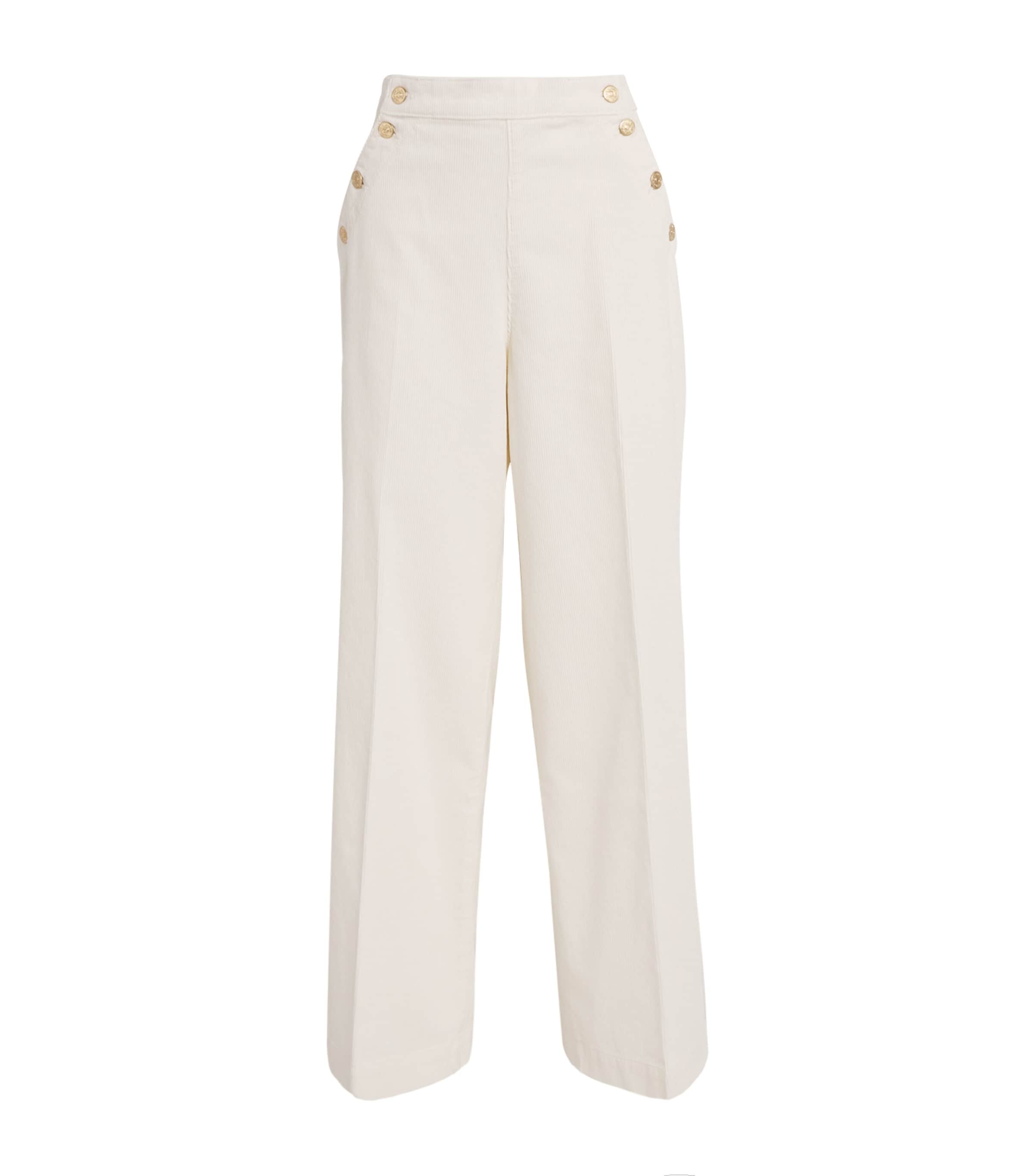Claudie Pierlot Corduroy Button-detail Trousers In White