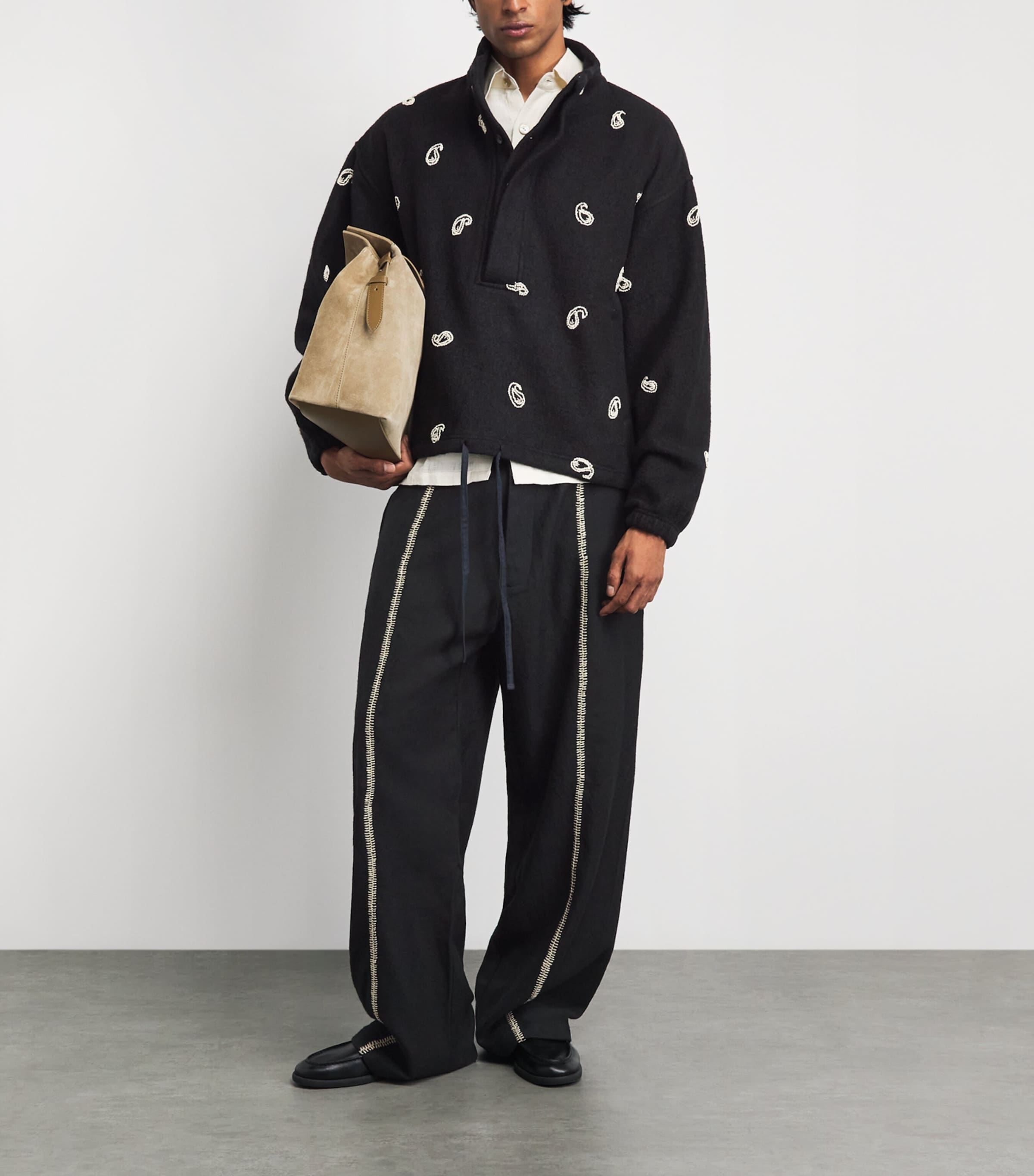 Kartik Research Mens Wool Rabari Sultan Trousers Black/brown Image 2