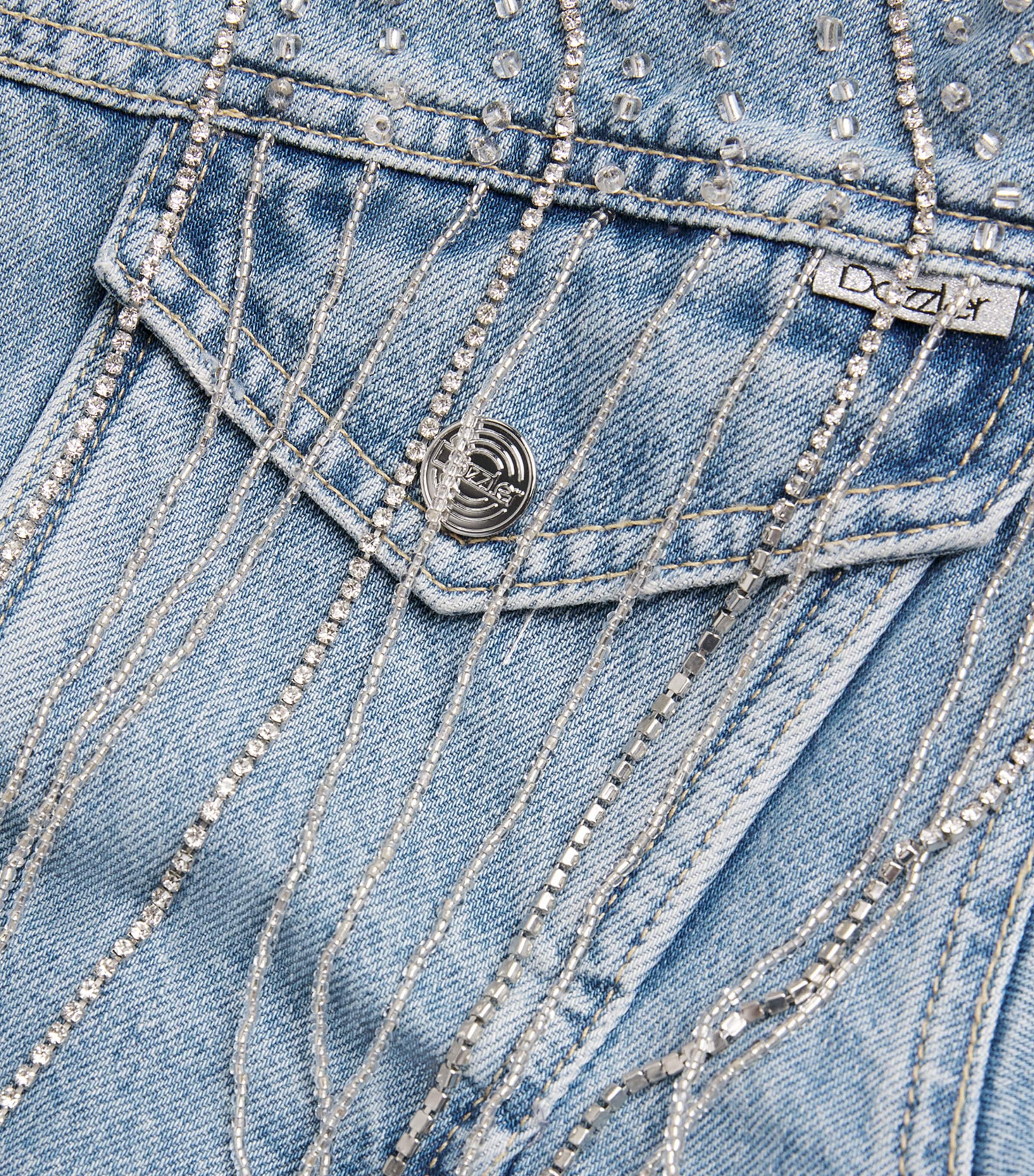 MOTHER Womens Embellished The Fly Away Denim Jacket Sprkl Emrgncy Kit Image 6