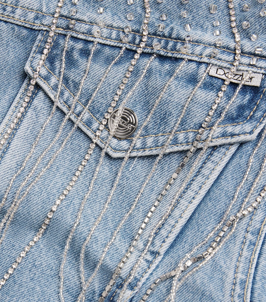 MOTHER Womens Embellished The Fly Away Denim Jacket Sprkl Emrgncy Kit Image 6
