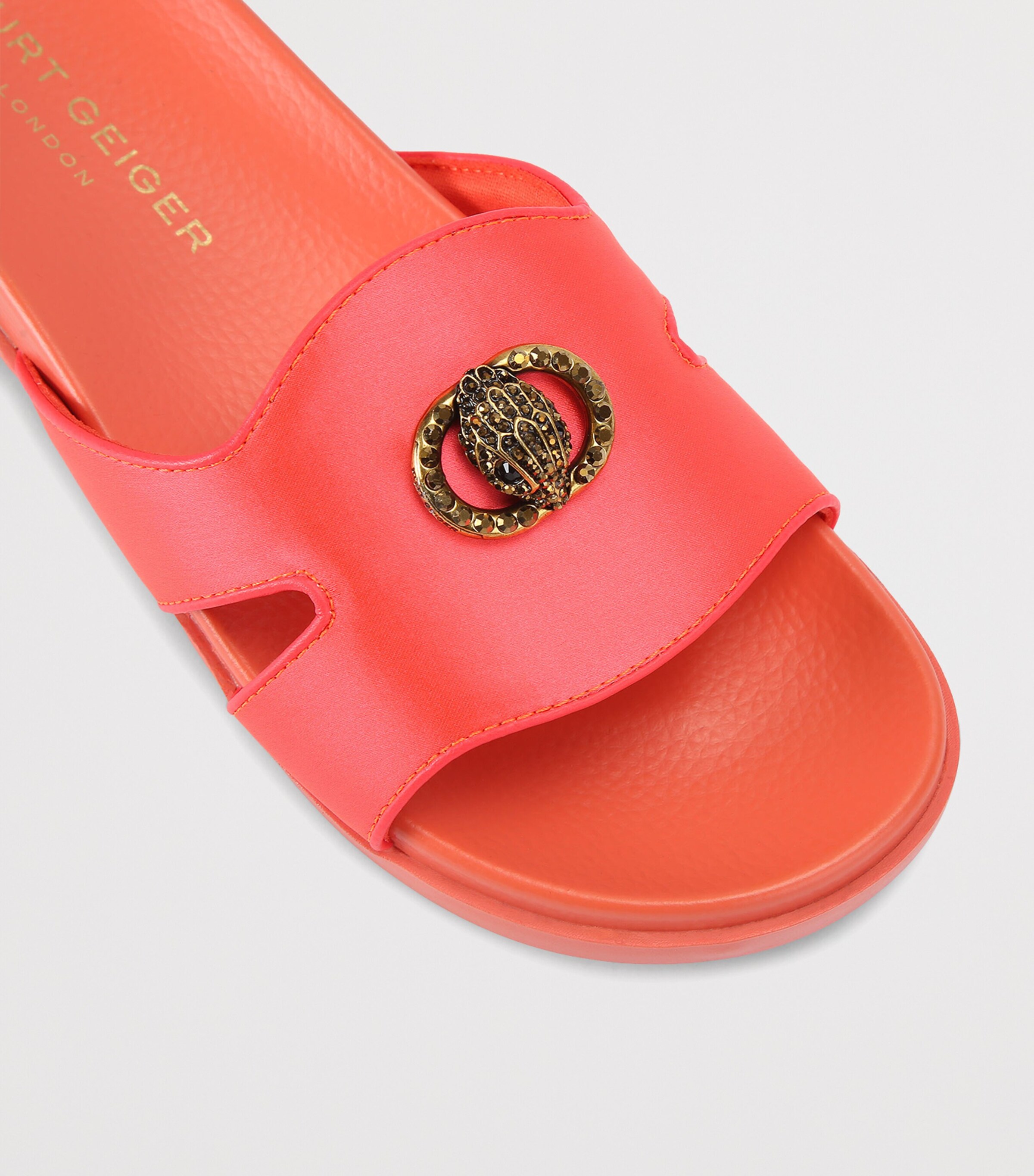Kurt Geiger London Satin Cut-Out Chelsea Slides Orange Image 2