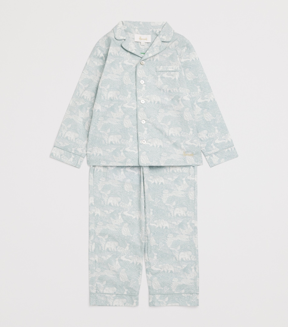 Cotton Woodland Bear Print Pyjama Set (2-8 Years) BLUE Image 3