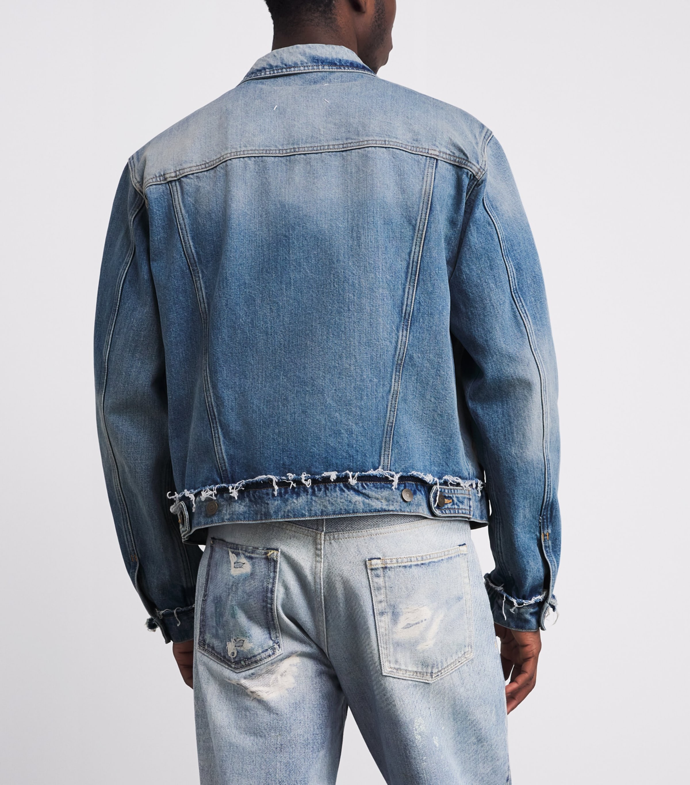 Distressed Denim Jacket 987 WASHED BLUE Image 4